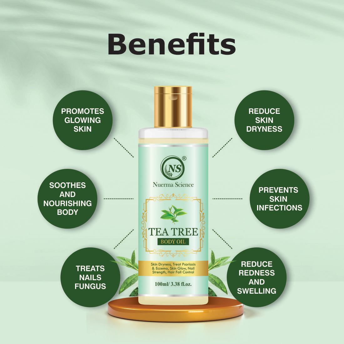 Nuerma Science Tea Tree Body Oil for Skin Cleansing & Moisturization