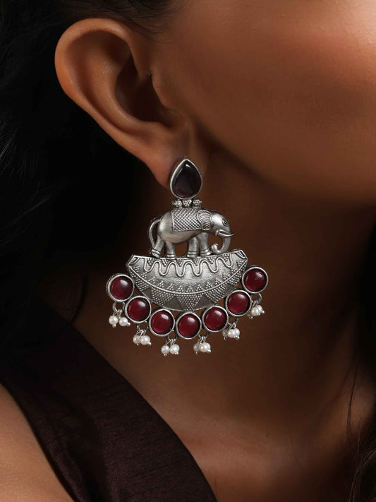 trueBrowns Silver Tone Elephant Dangle Earrings Truebrowns Lifestyle