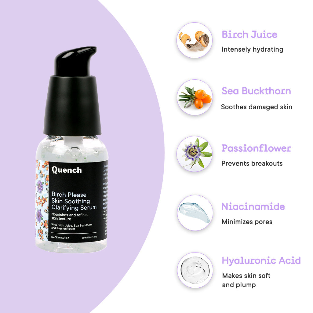 Quench Botanics Birch Please Skin Soothing Clarifying Serum, Smooth & Hydrated Skin - Korean Skincare 