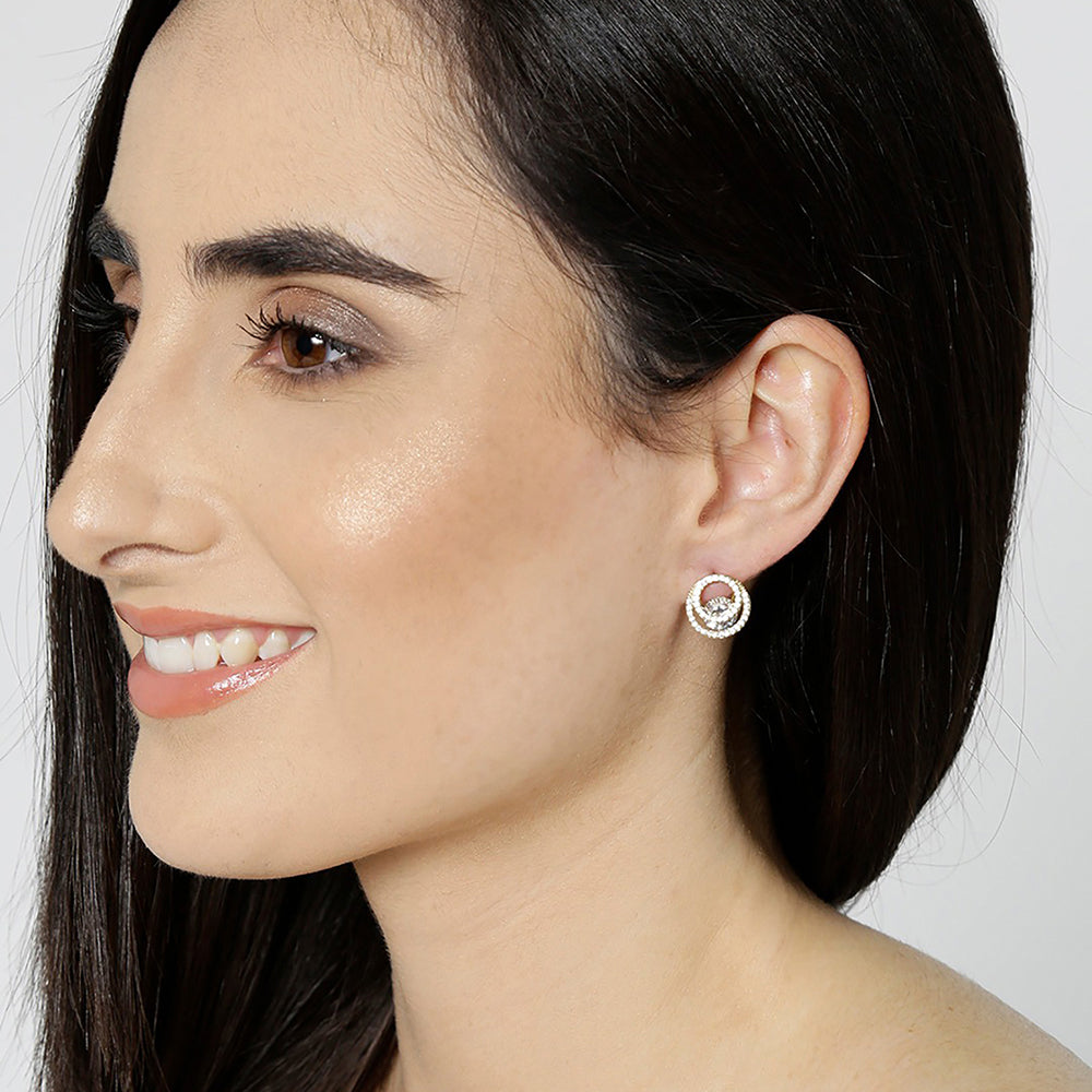 Gold-Polished Cz Pineapple Drop Earring For Women - Wahe Jewels Noz2Toz