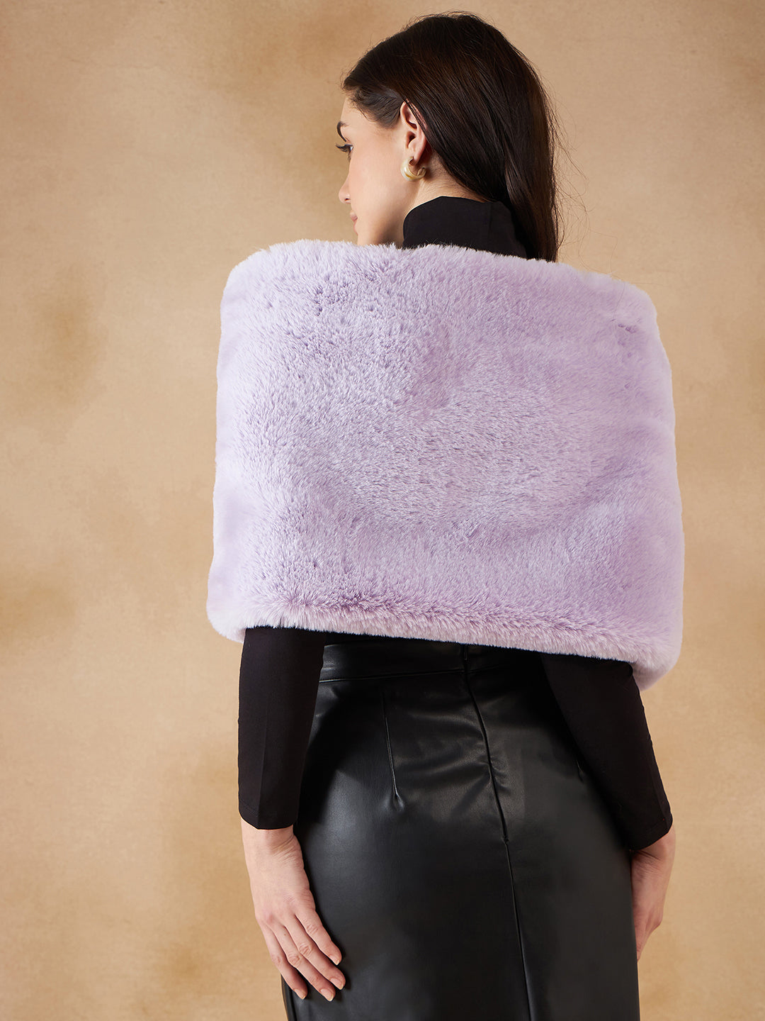InWeave Women's Mauve Fur Cape 