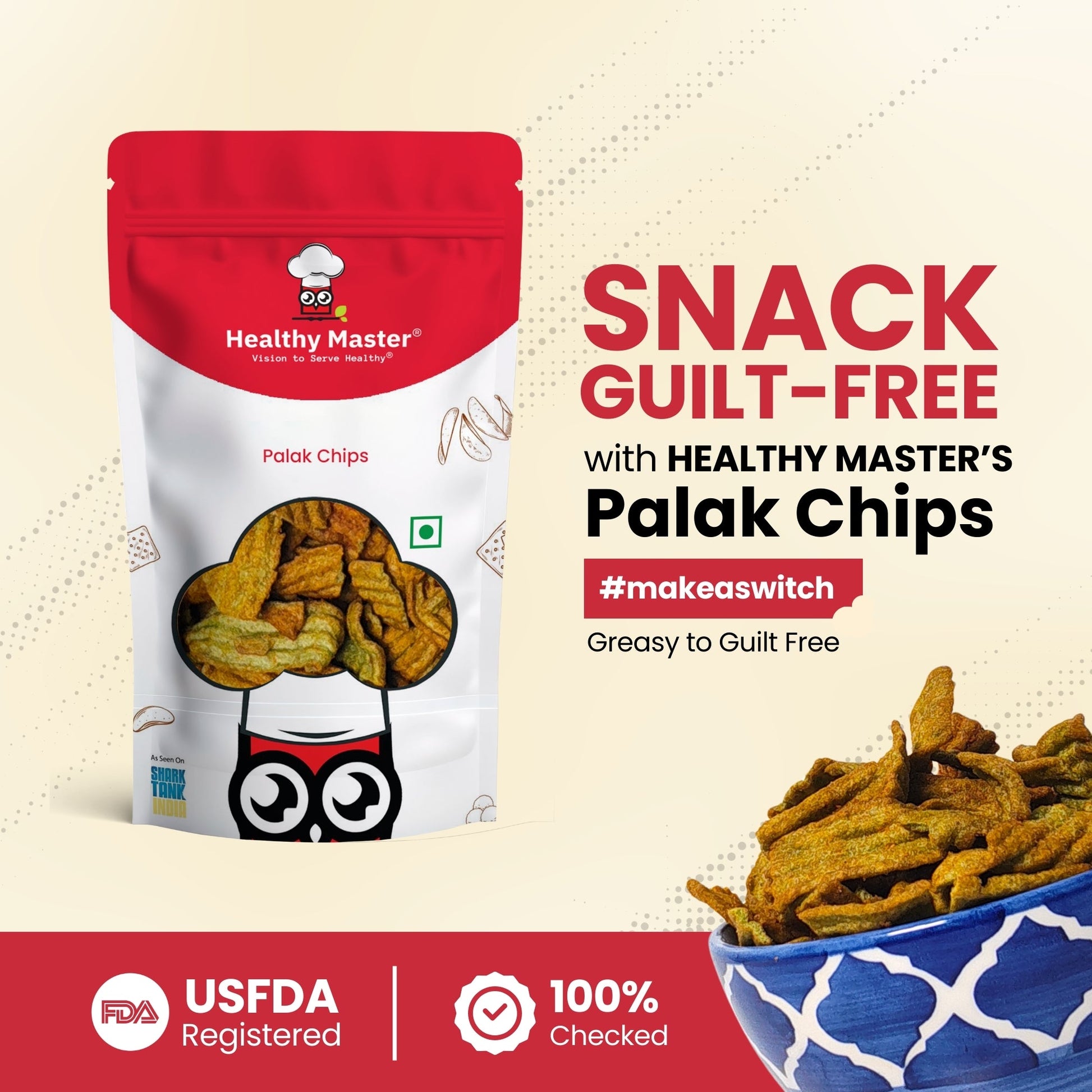 Healthy Master Light & Crispy Palak Chips | Spinach Chips Healthy Masters
