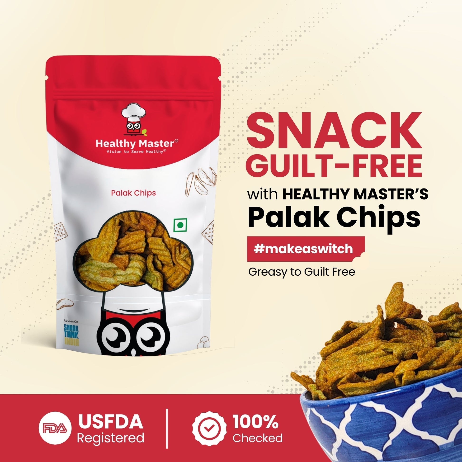 Healthy Master Light & Crispy Palak Chips | Spinach Chips 