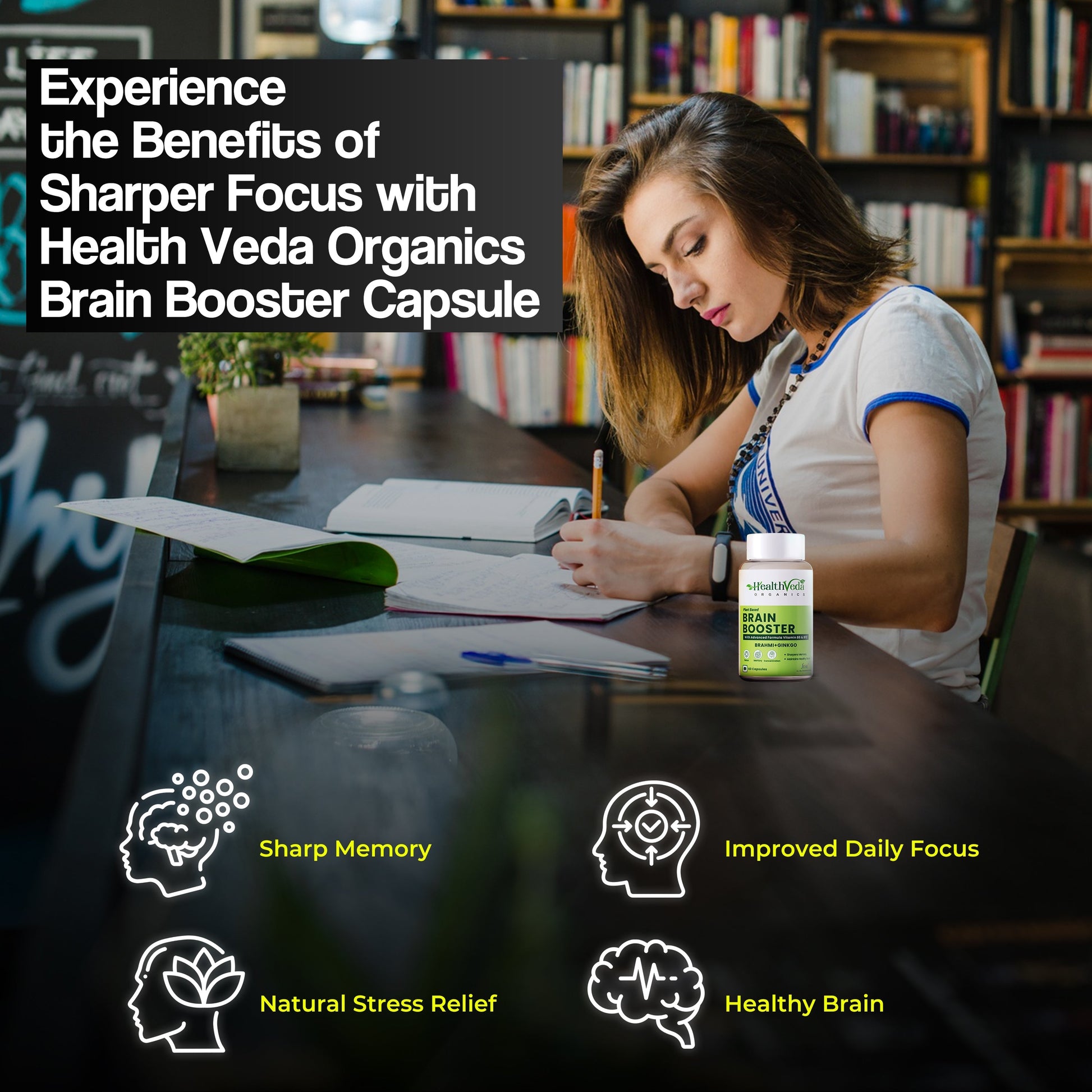 Health Veda Organics Plant Based Brain Booster Capsules 