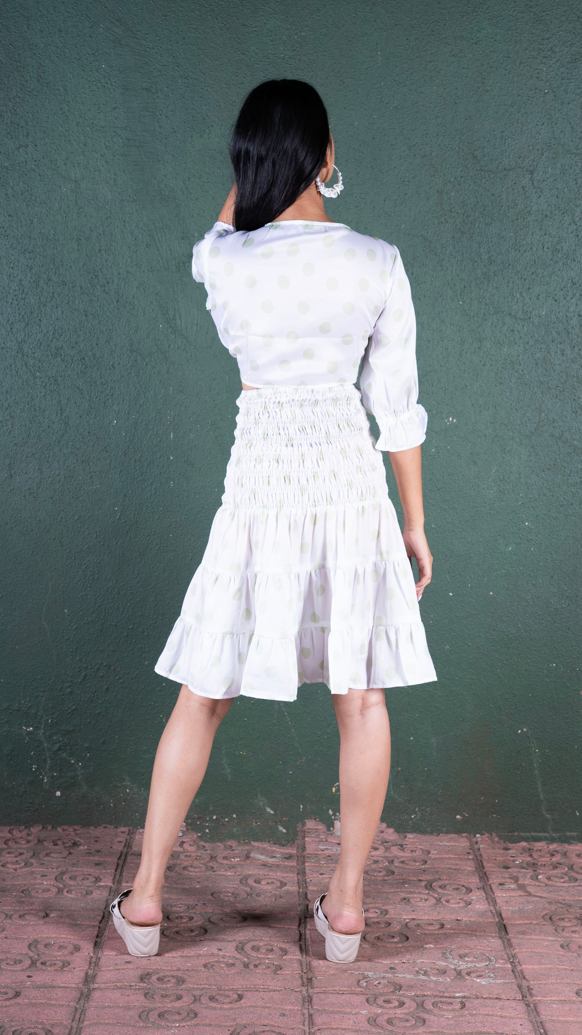 Noroke Sustainable fabric | Bemberg Polka Dot Skirt Co-Ord Set Women - White 