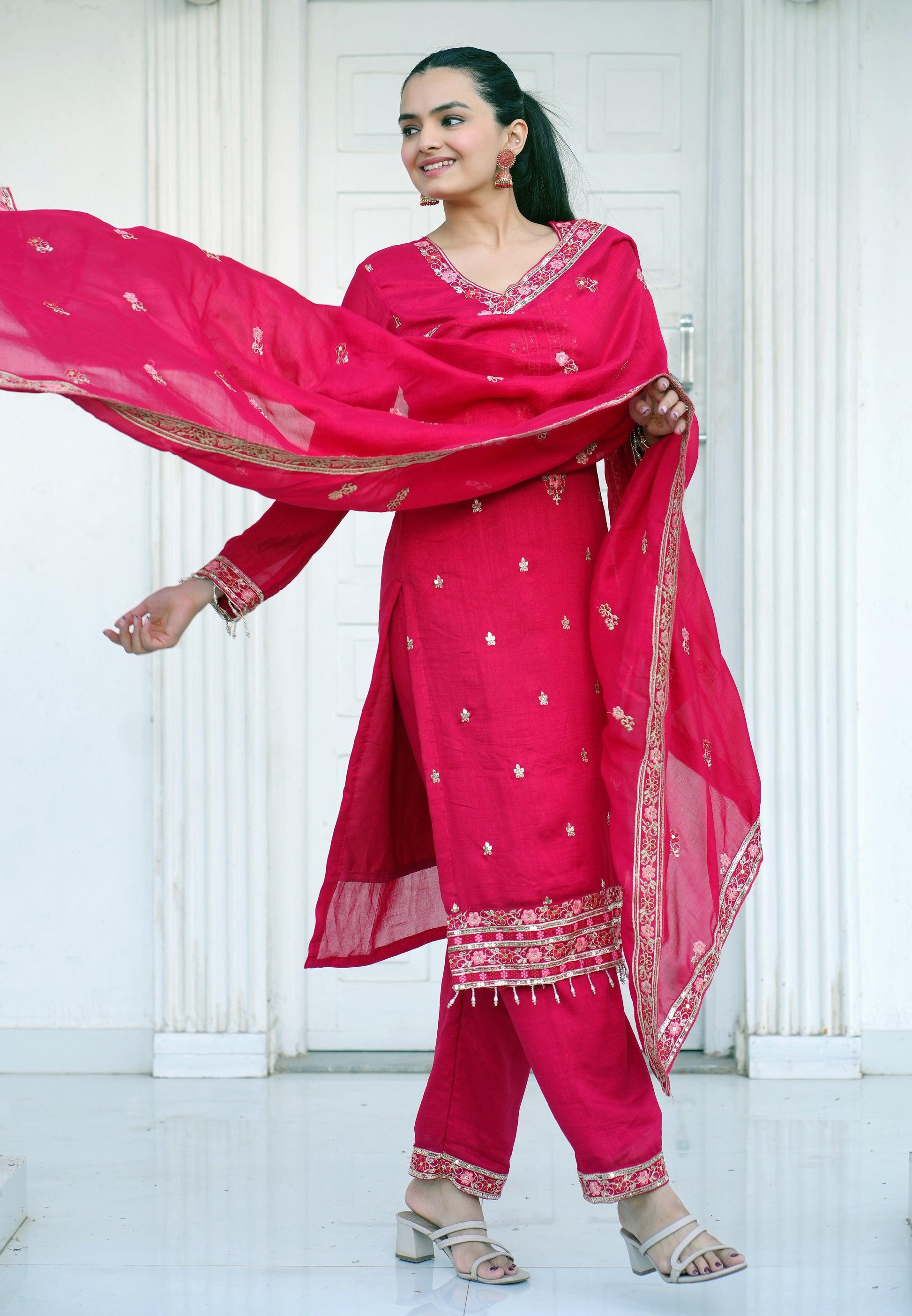 Yash Enterprise Pink Vichitra Silk Party Wear Embroidery Suit Set  Grab2Buy Yash Enterprise Grab2Buy