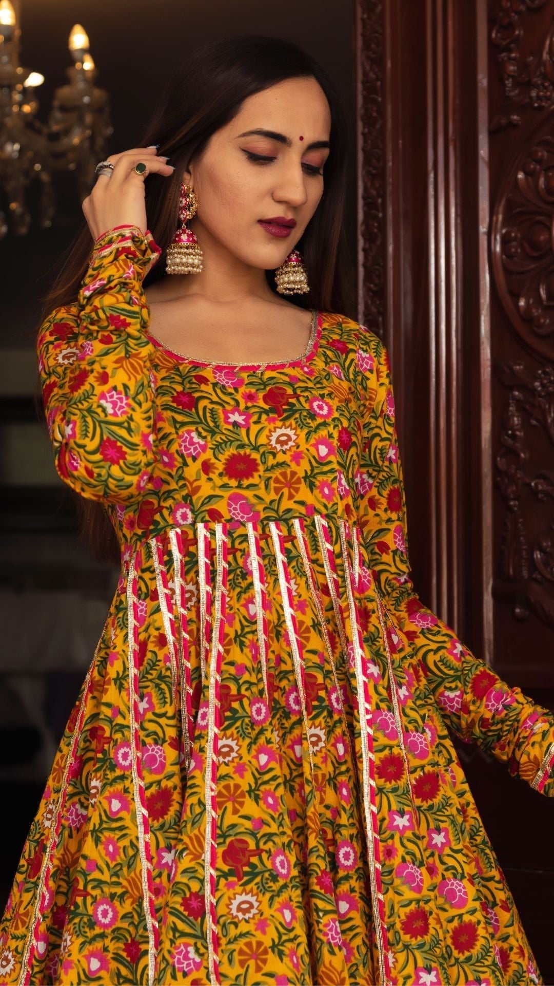 Pomcha Jaipur Mastani Cotton Anarkali Plazo Set 
