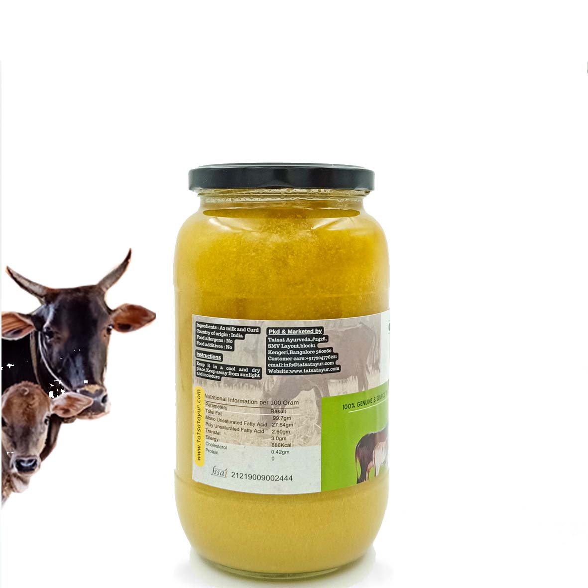 Gorochana 100% Source Traceable Desi Malnad Gidda A2 Full Moon Day Bilona Cow Ghee | Pure Ghee | Organic Ghee 