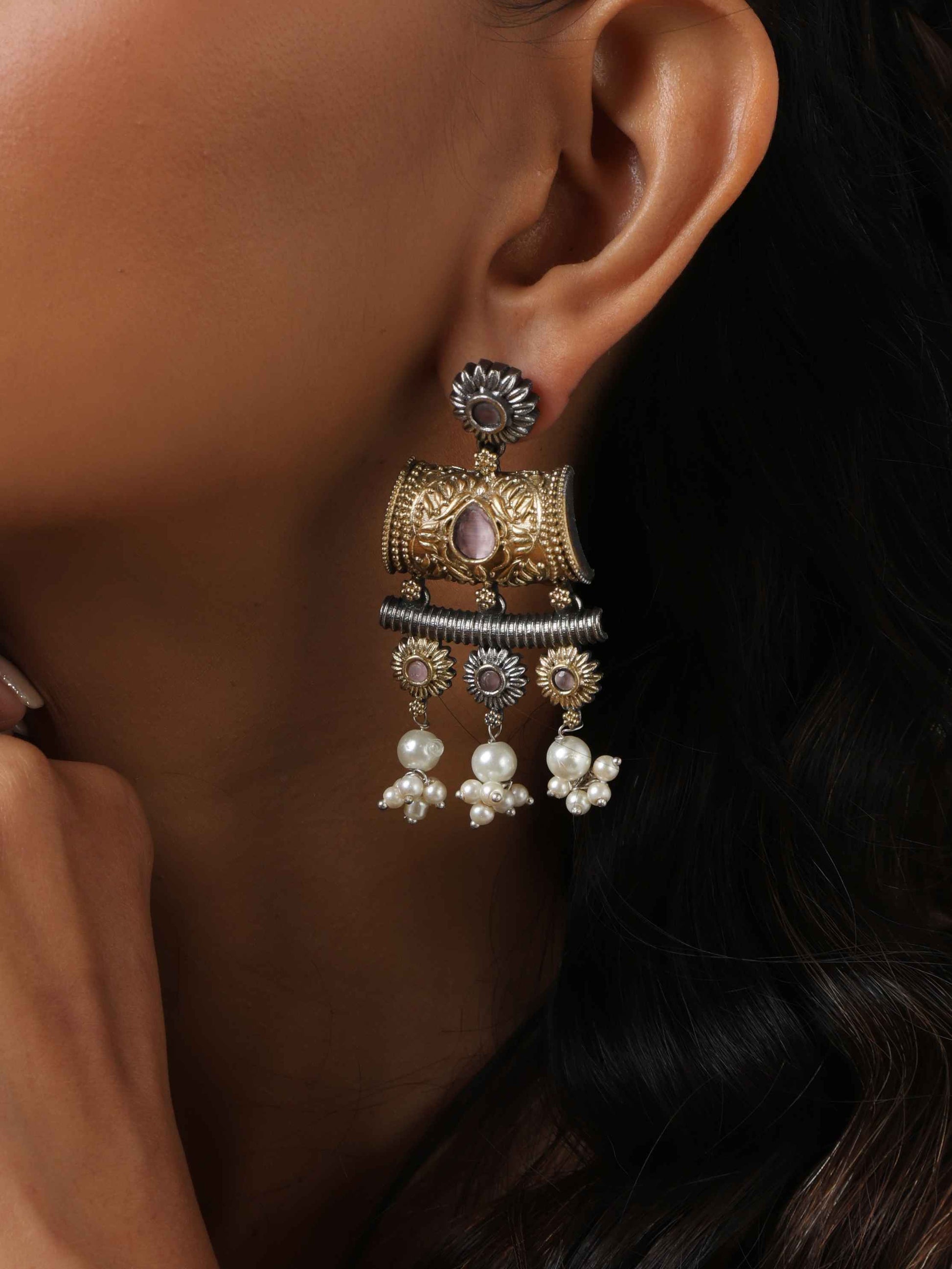 trueBrowns Silver Gold Tone Dangle Earrings Truebrowns Lifestyle