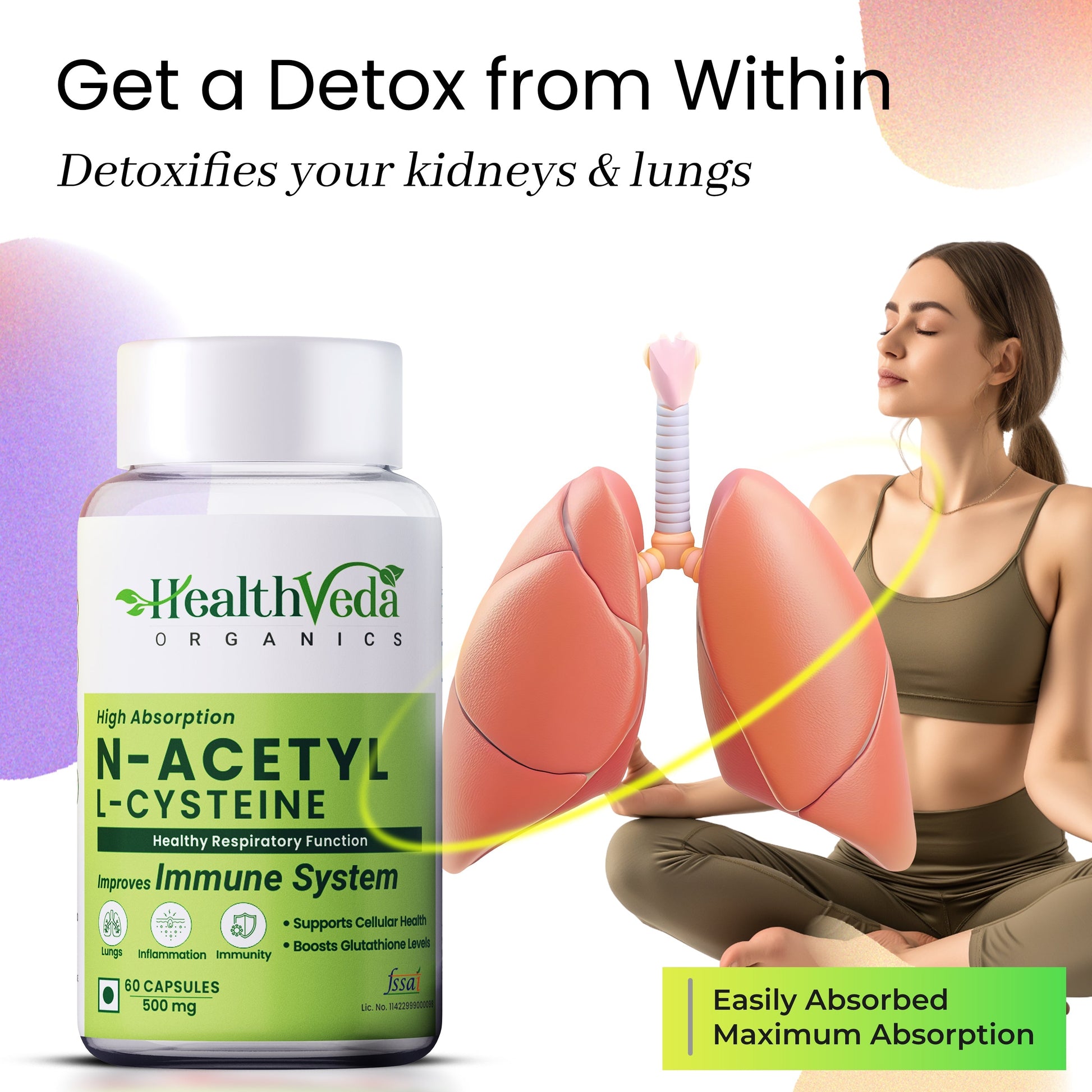 Health Veda Organics N - Acetyl L - Cysteine Veg Capsules Health Veda Organics