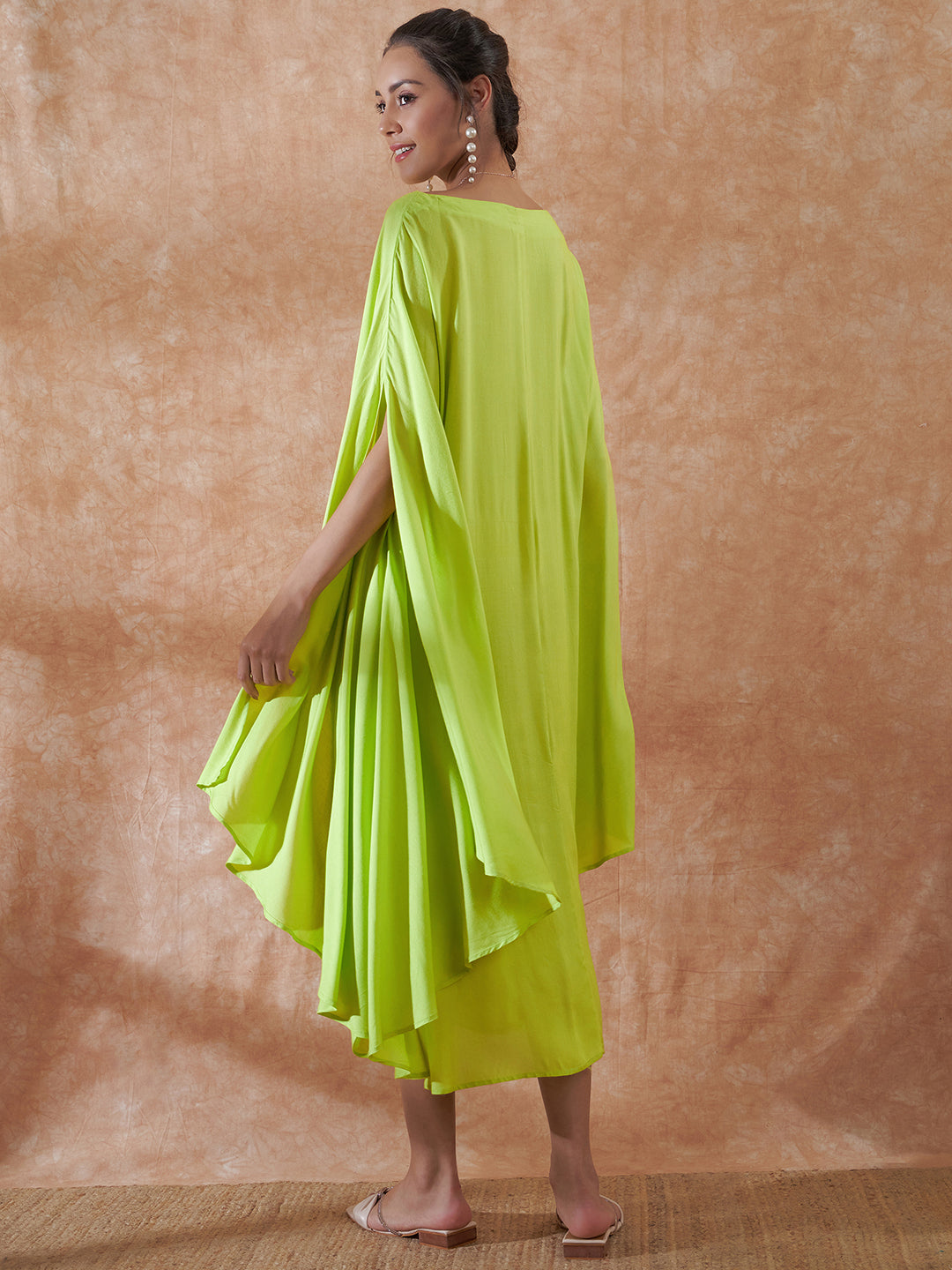 InWeave Lime Green Rayon Cowel Style Kaftan 