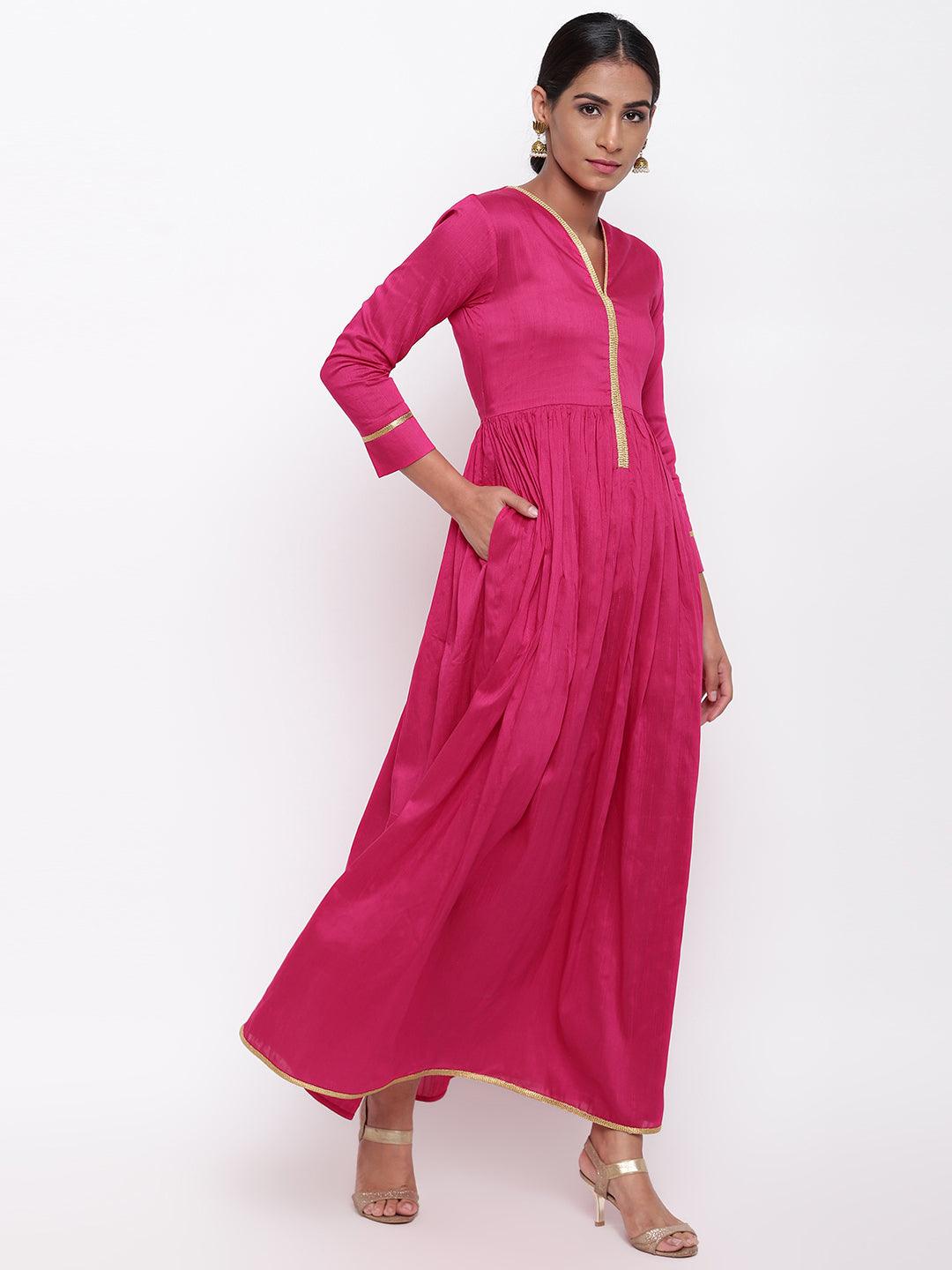 trueBrowns Pink Gold Lace Dress 
