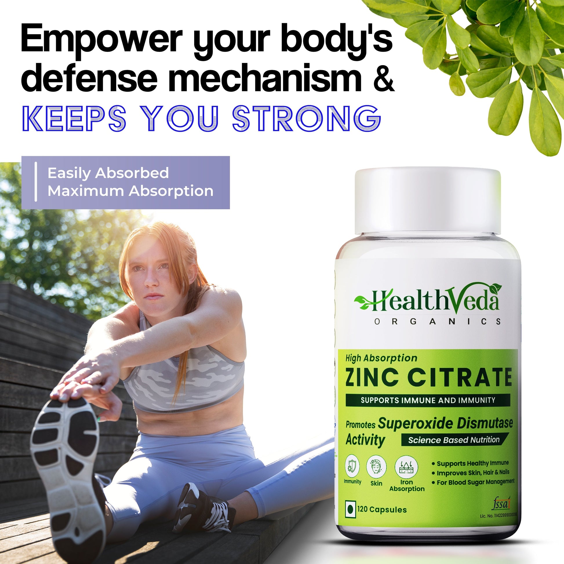 Health Veda Organics Zinc Citrate Veg Capsules Health Veda Organics