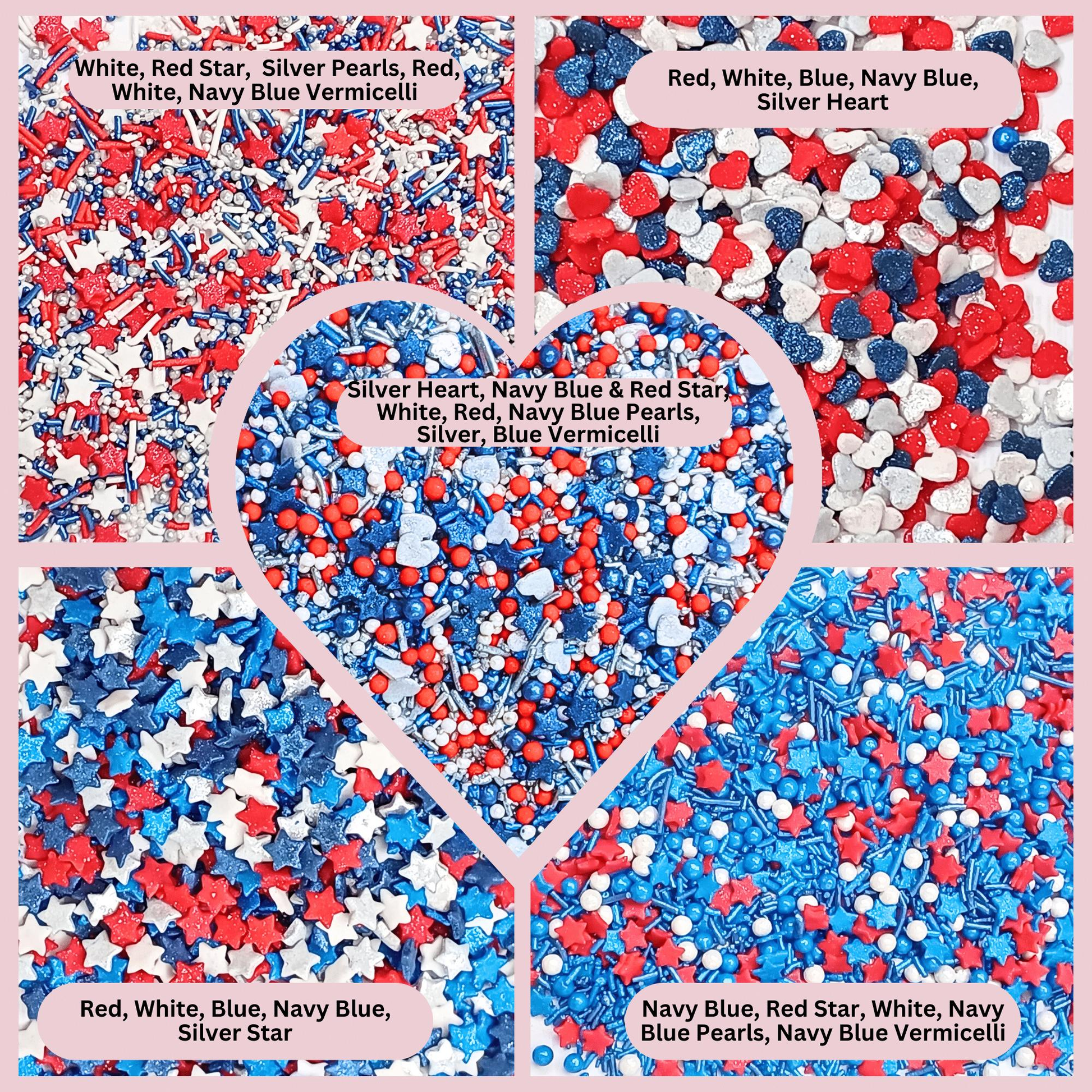 Confect Heart & Star Sprinkles | Pearls & Jimmies | Ultimate Avenger Patriotic Sprinkles