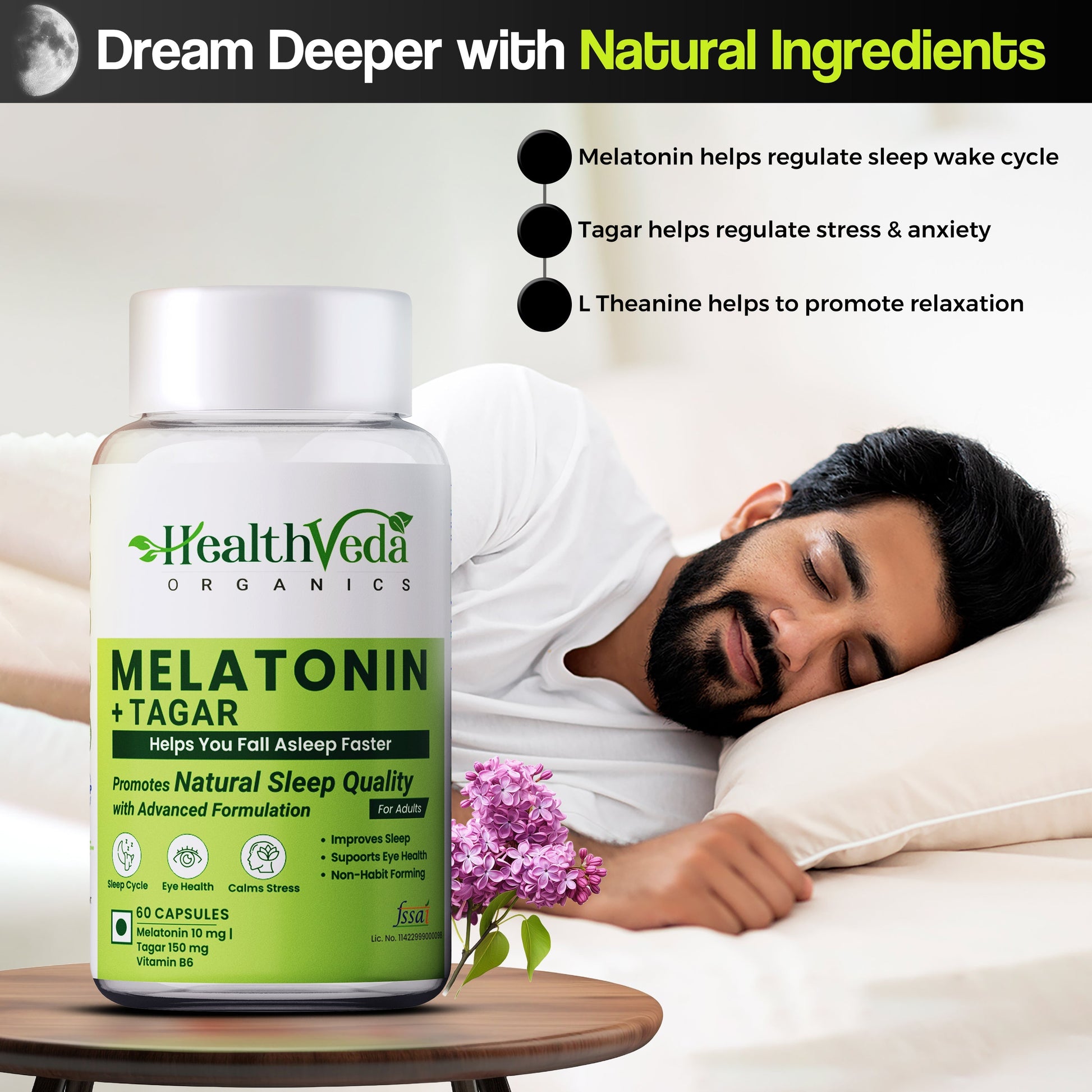 Health Veda Organics Melatonin Sleep & Relaxation Capsules Health Veda Organics