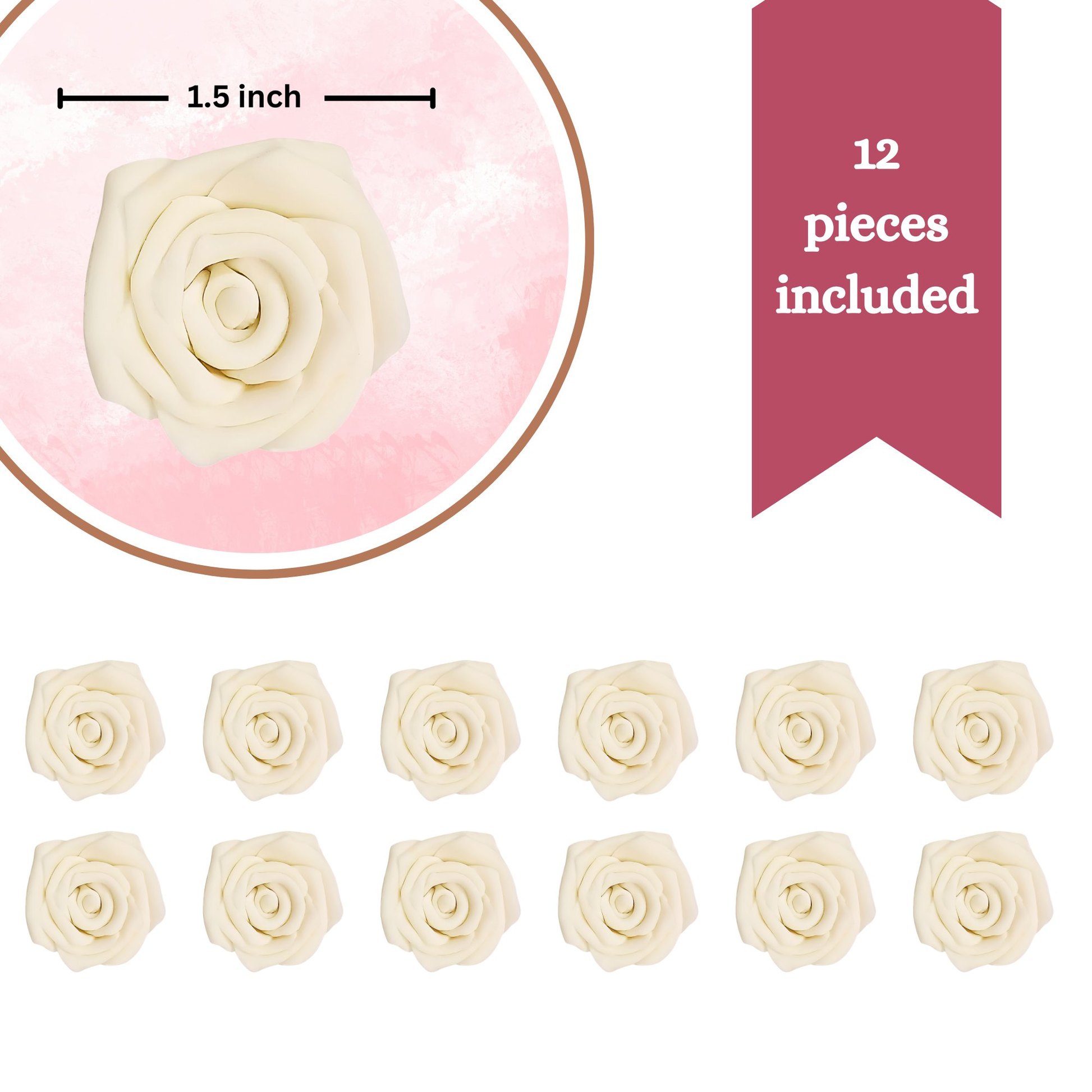 Confect Classic Pearl Ivory | Edible Sugar Roses Topper