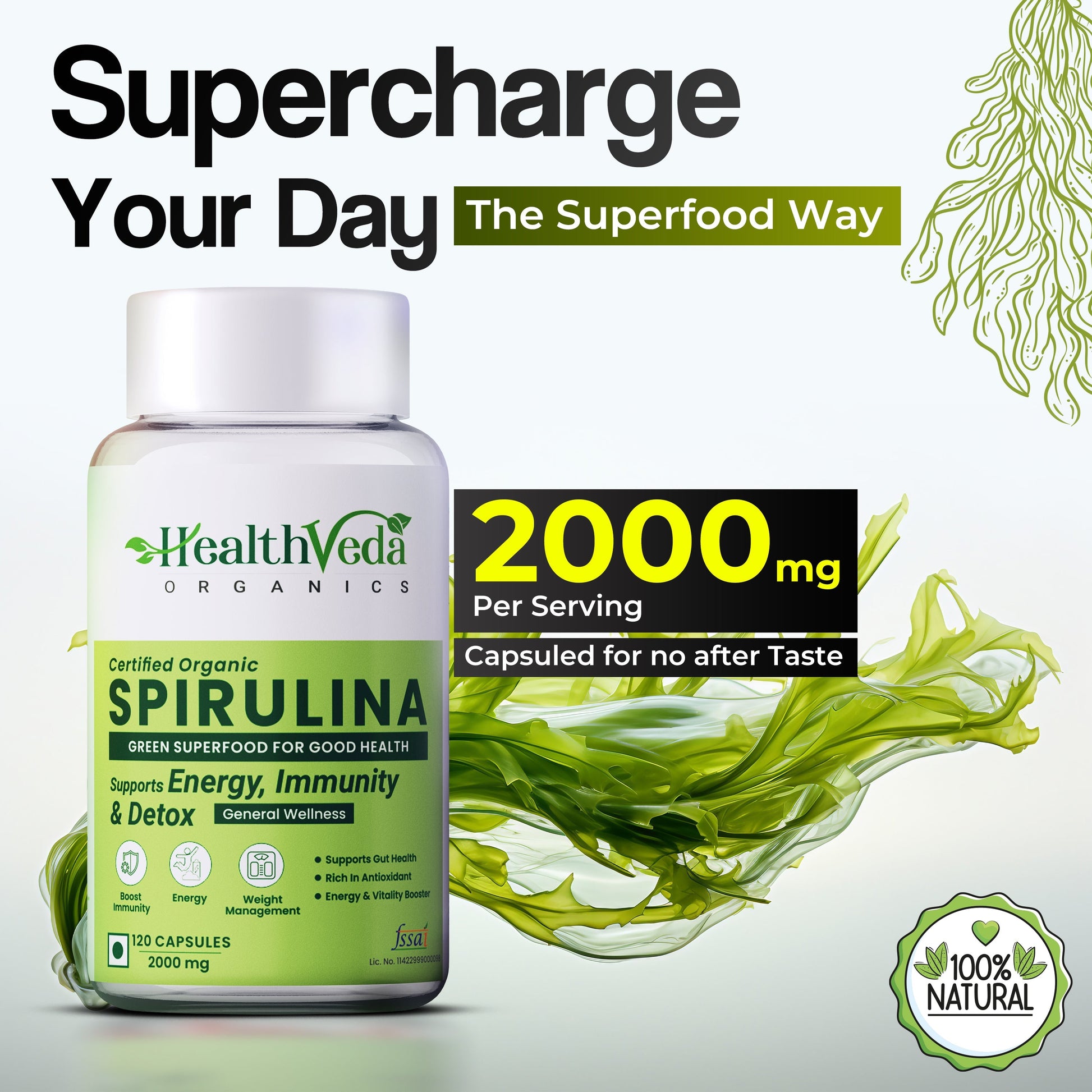 Health Veda Organics Spirulina Capsules Health Veda Organics