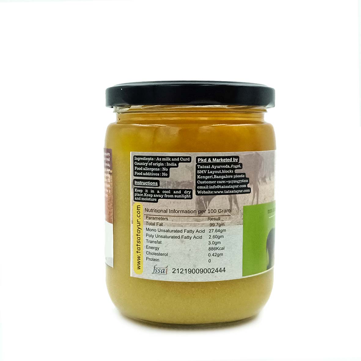 Gorochana 100% Source Traceable Desi Malnad Gidda A2 Full Moon Day Bilona Cow Ghee | Pure Ghee | Organic Ghee 