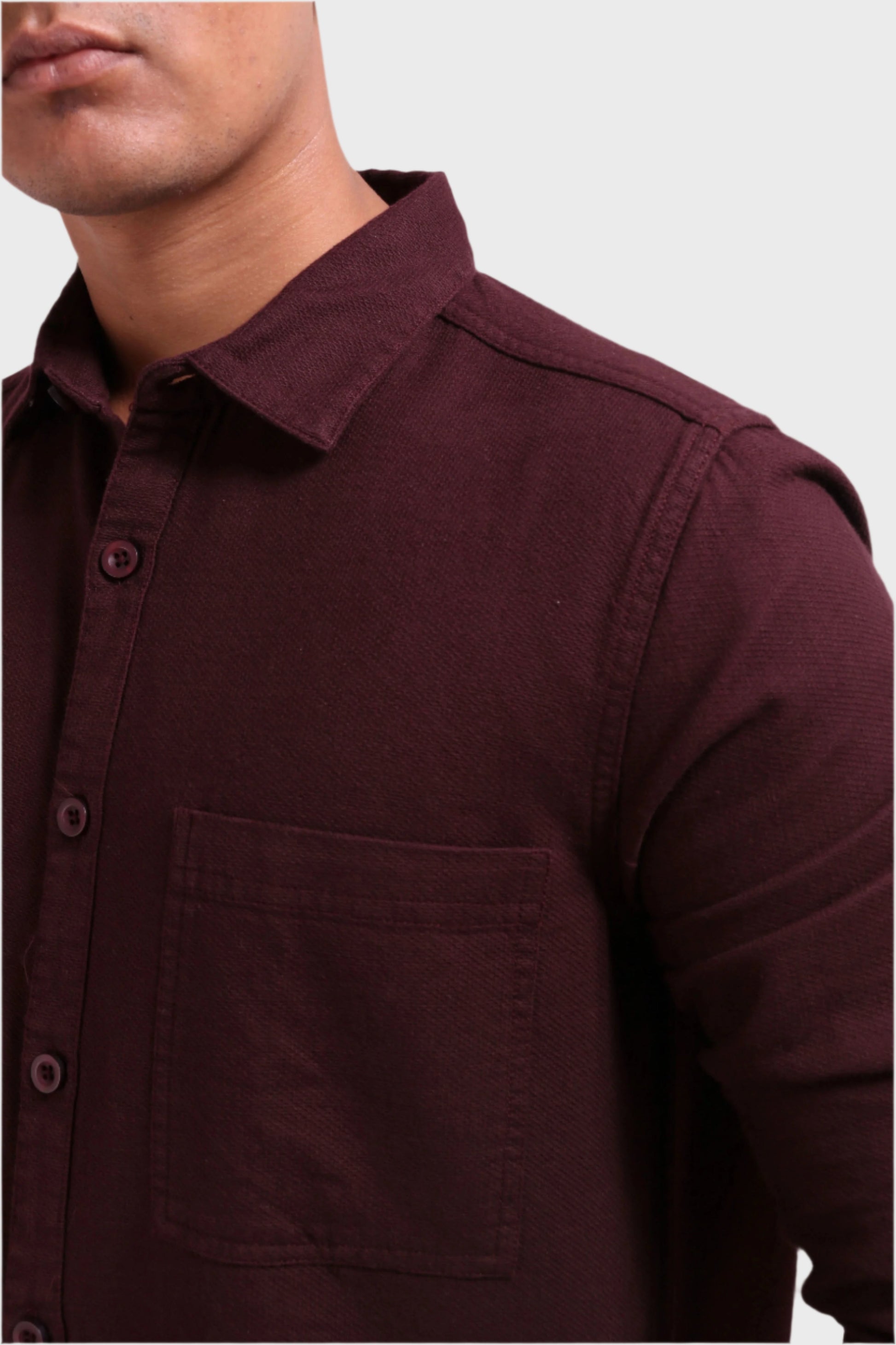 Xkind Dark Maroon Textured Shacket  Grab2Buy Xkind Grab2Buy