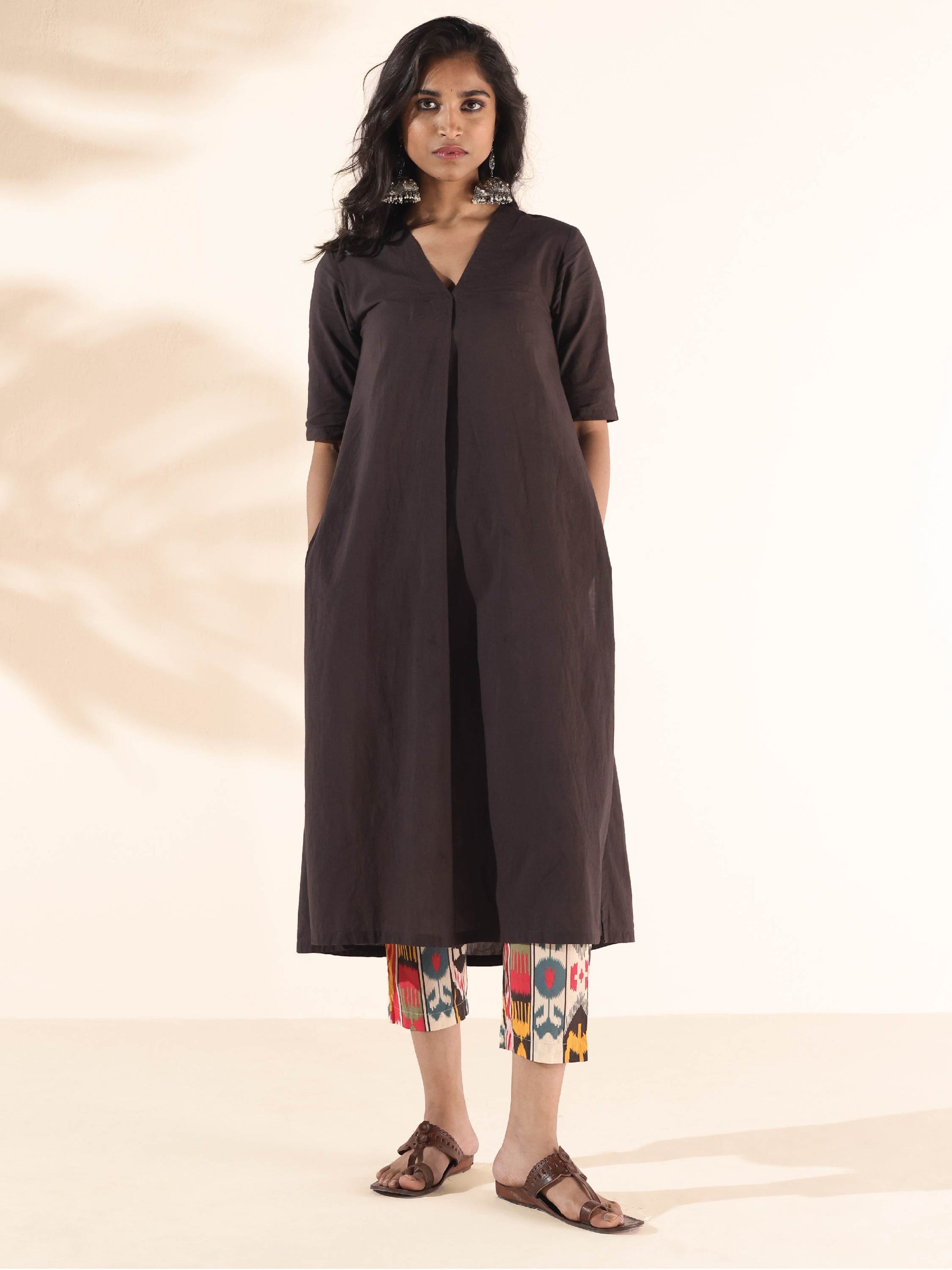 trueBrowns Cola Cotton Ikat Kurta Pant Set 