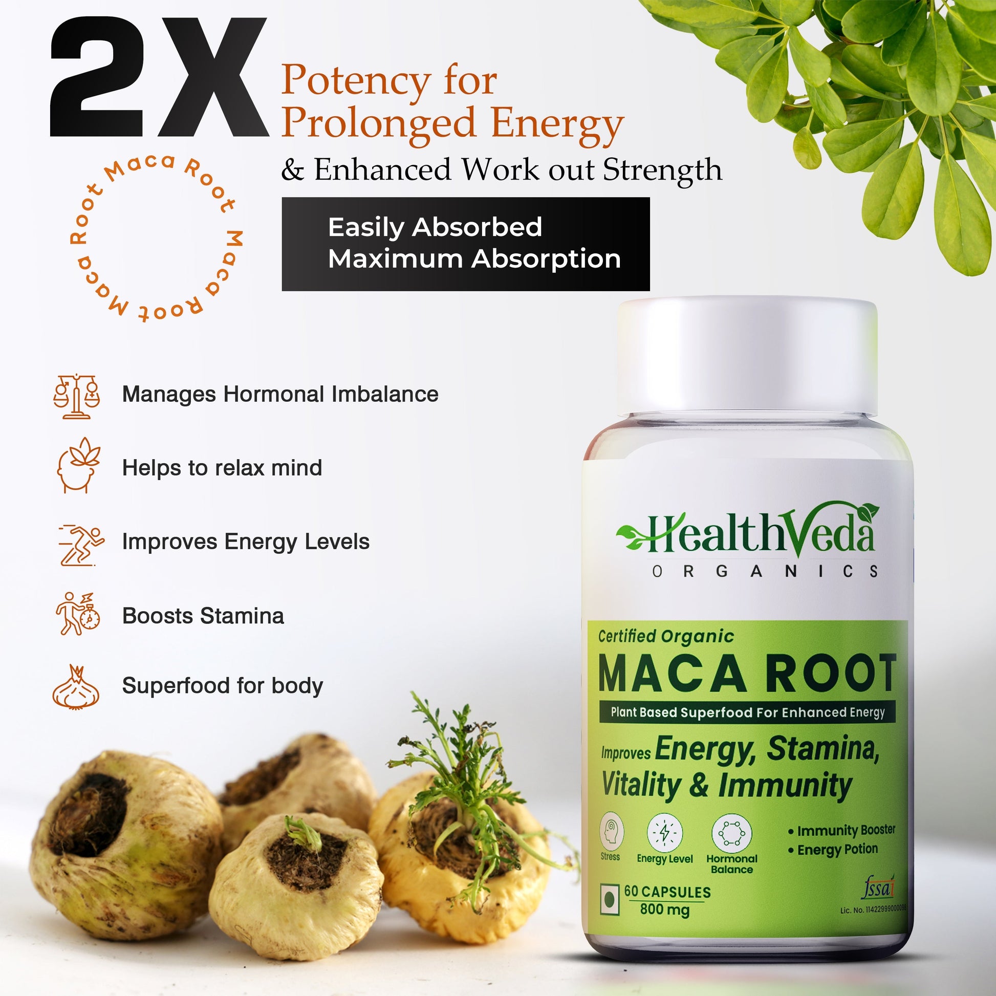 Health Veda Organics Maca Root Capsules 
