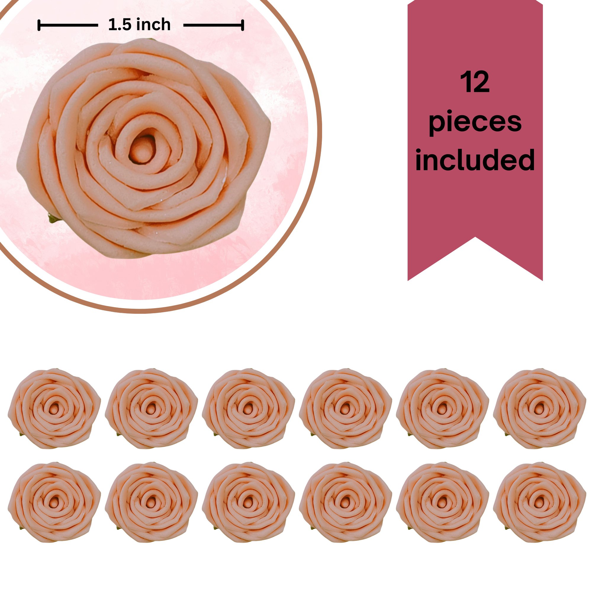 Confect Pretty Peach Pearl | Edible Sugar Roses Topper