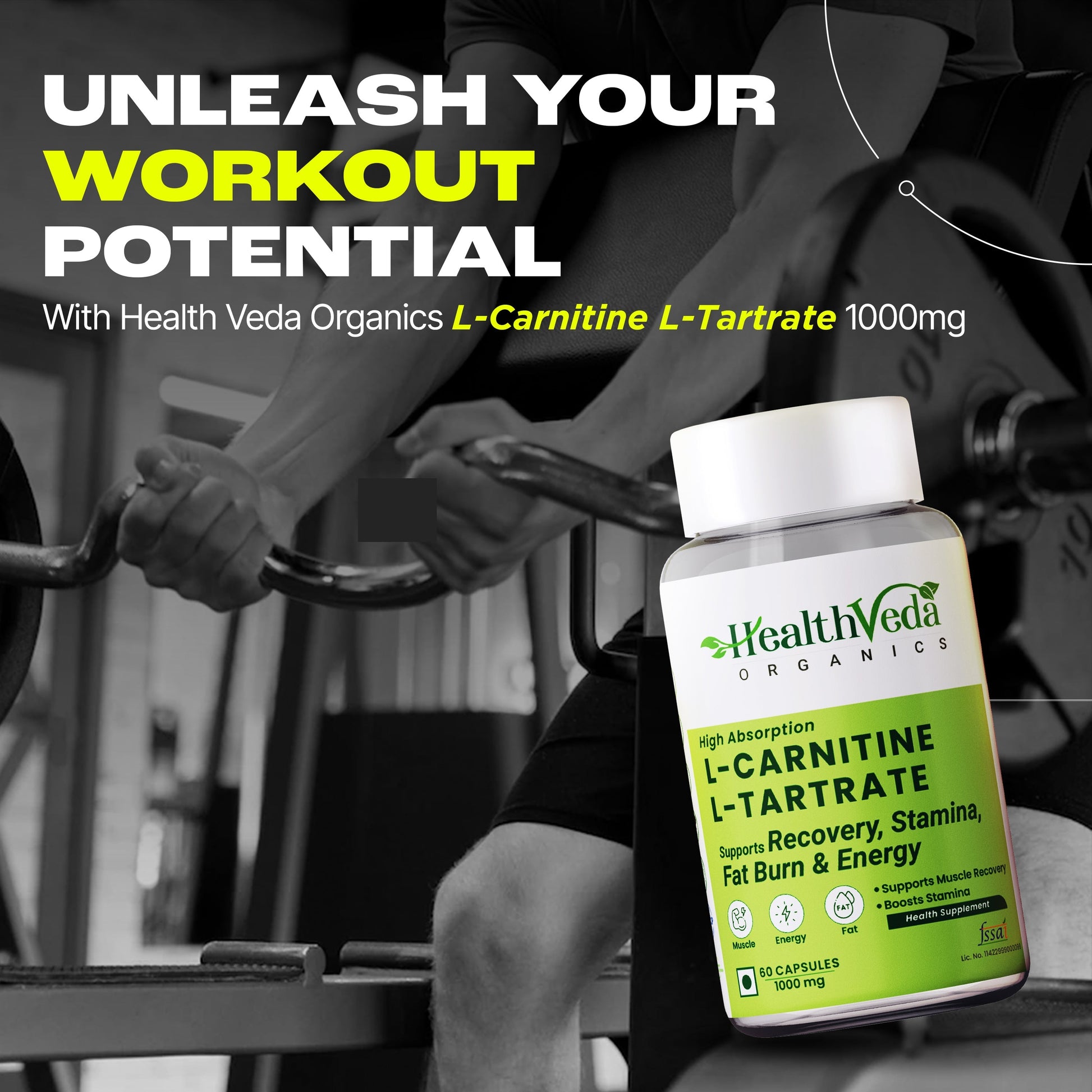 Health Veda Organics L Carnitine L-Tartrate Veg Capsules Health Veda Organics