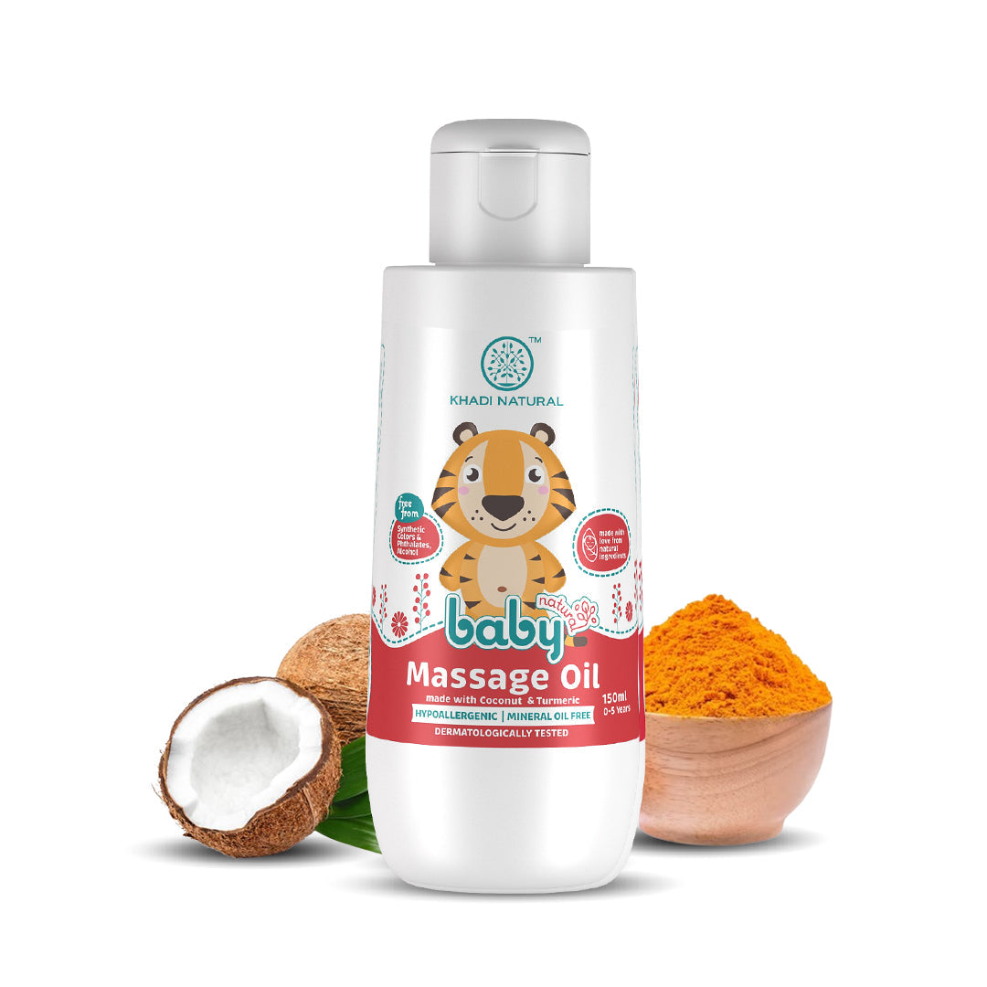 Khadi Natural Baby Massage Oil with Coconut and Turmeric for Nourishing Skin - 150ml 