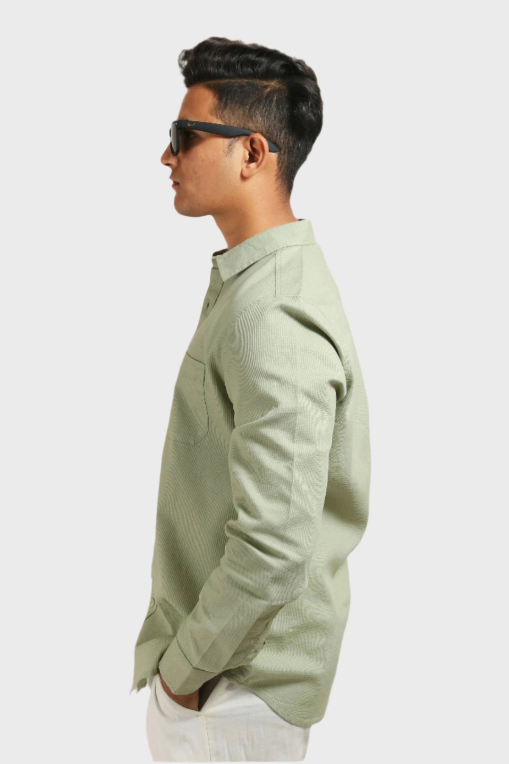 Xkind Pista Green Textured Slim Fit Shirt  Grab2Buy Xkind Grab2Buy