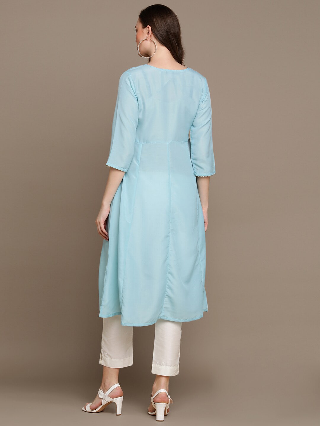HERE&NOW Embroidered Mirror Work A-Line Kurta