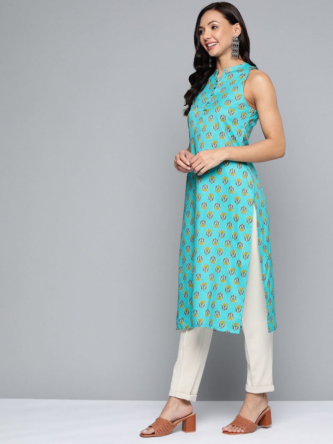 HERE&NOW Ethnic Motifs Printed Straight Kurta
