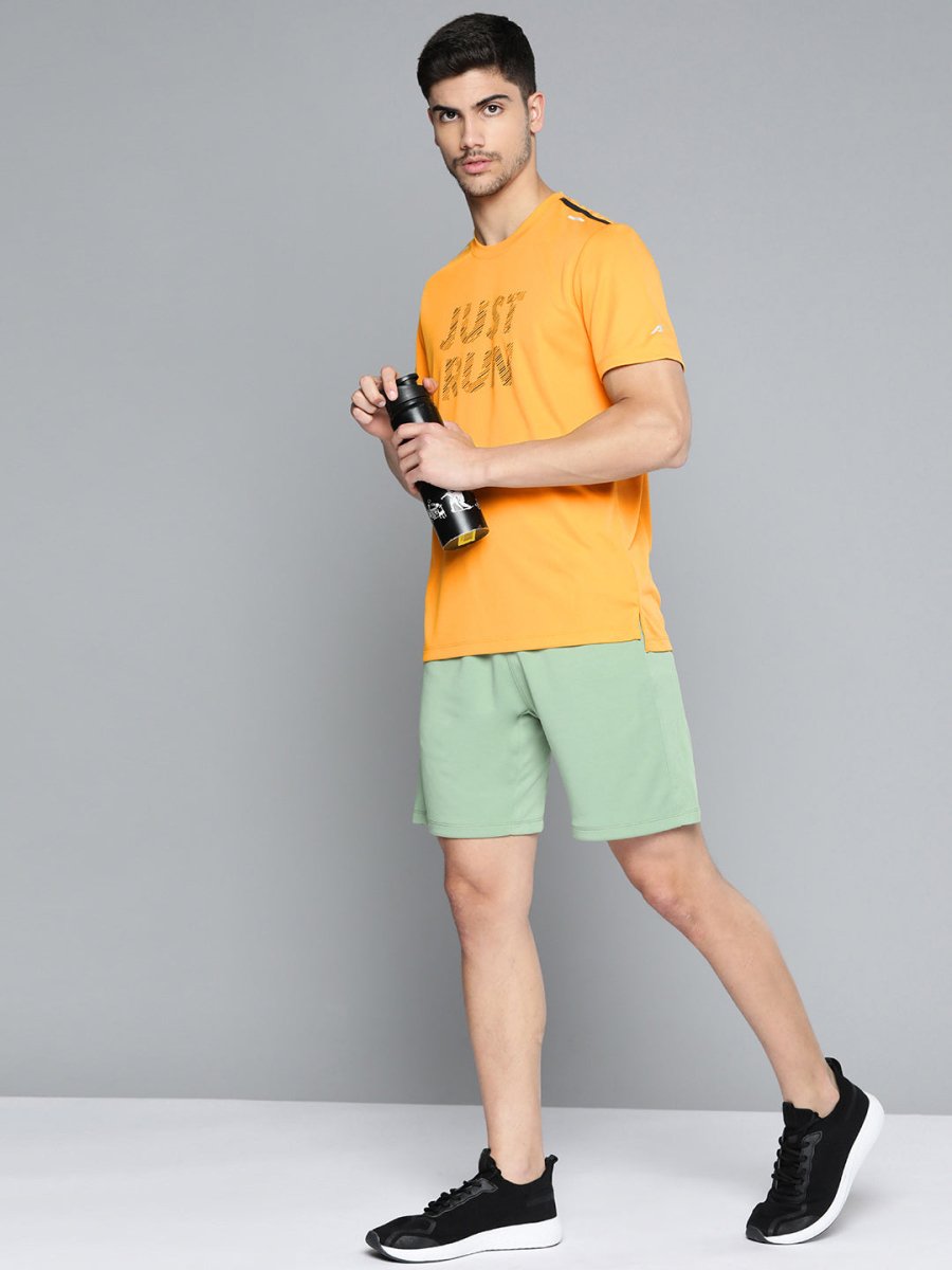 Alcis Men Typography Printed Anti Static Slim Fit Sports T-shirt 