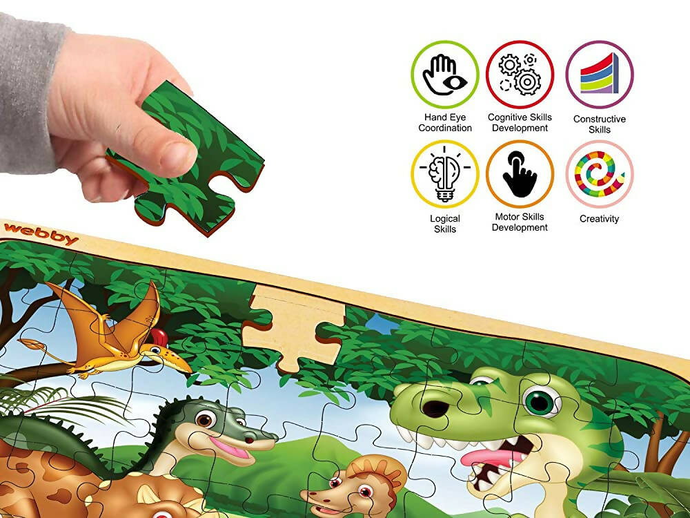 Webby Dinosaurs in Jungle Wooden Jigsaw Puzzle-40 Pcs  Grab2Buy Webby Grab2Buy
