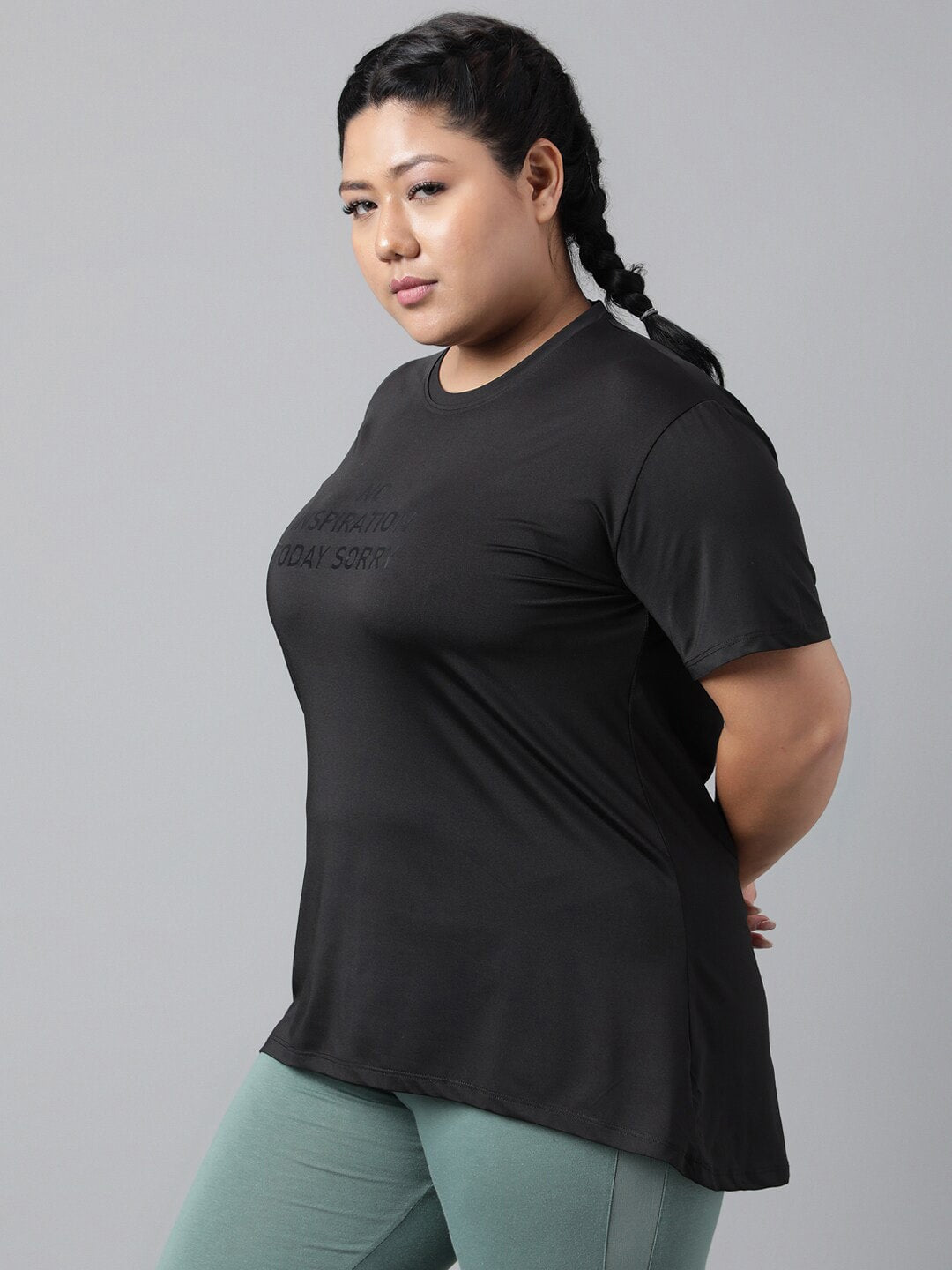 MKH Plus Size Typography Printed Dri-FIT Relaxed Fit Drop-Shoulder Sleeves Gym T-shirt 