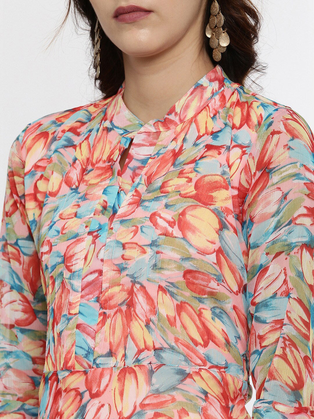 Souchii Floral Chiffon Midi Dress 