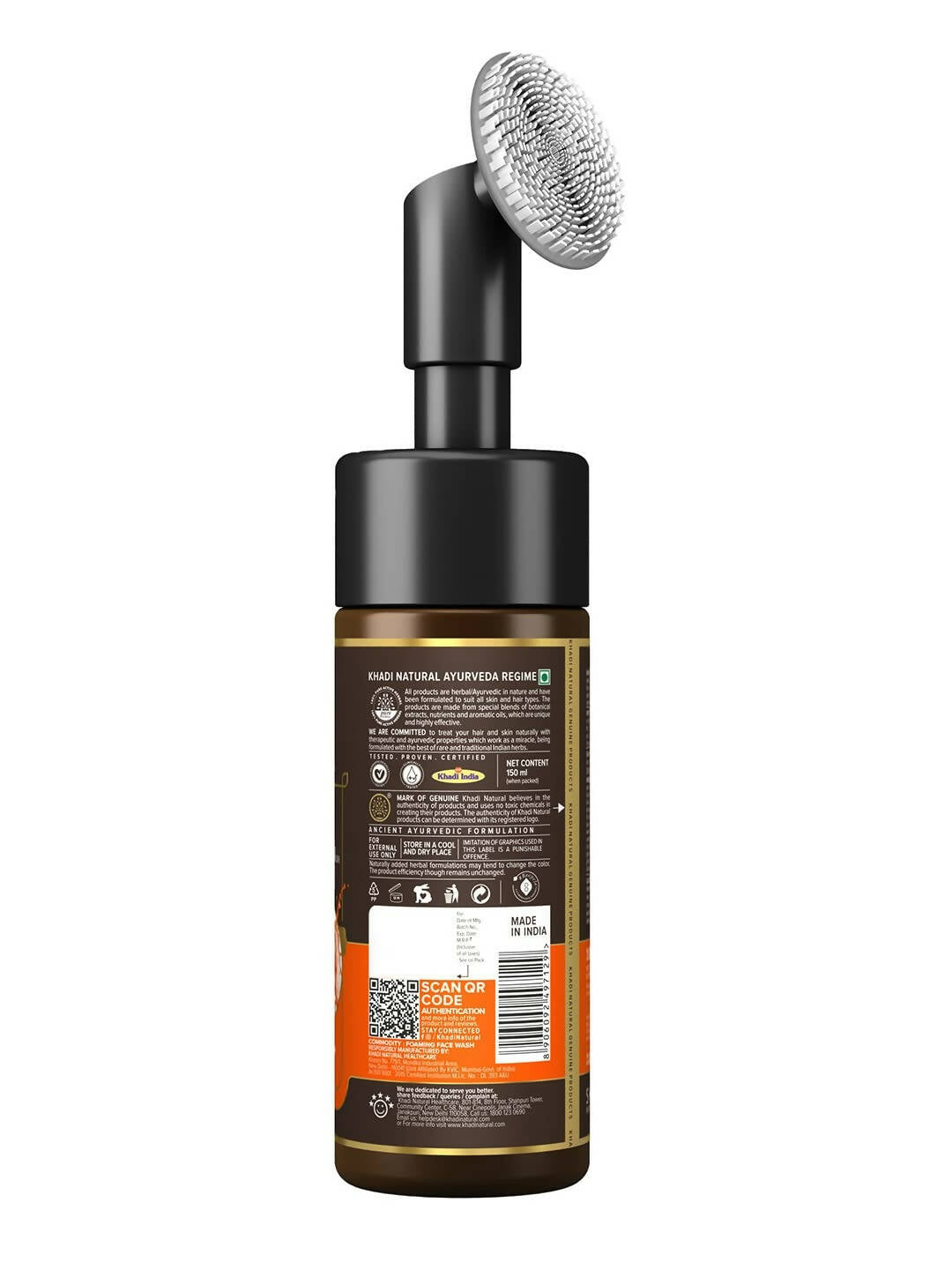 Khadi Natural Vitamin C Foaming Face Wash Within - Built Face Brush - 150ml 