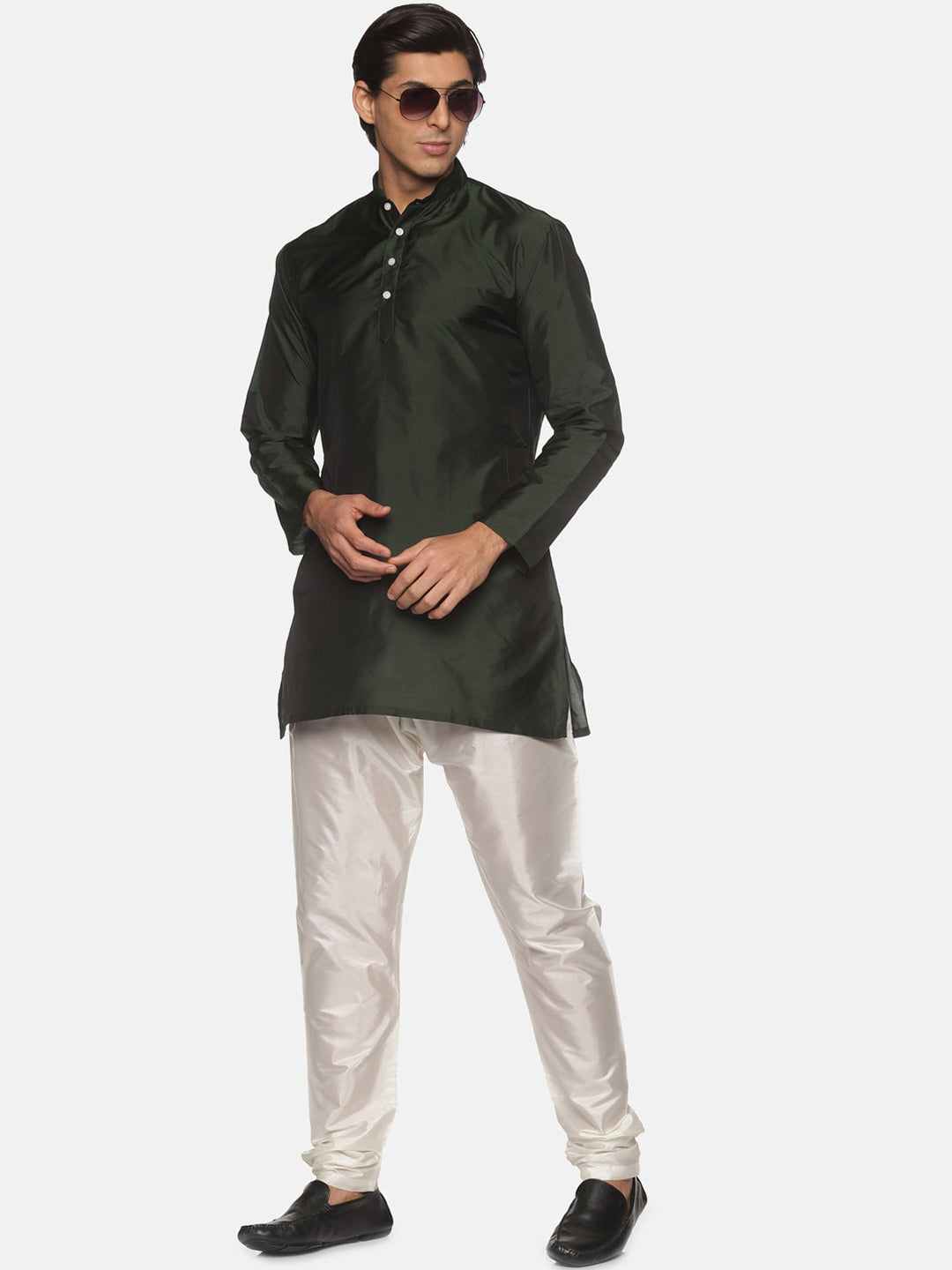 Sethukrishna Mens Green Kurta with Pyjamas