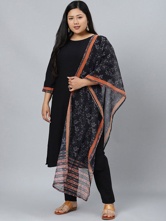 Sztori Plus Size Ethnic Motifs Printed Regular Kurta with Trousers & With Dupatta
