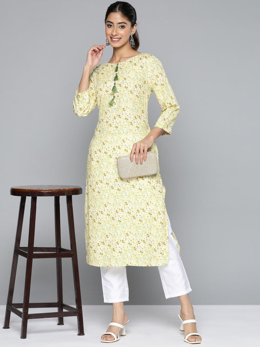 HERE&NOW Floral Printed Gotta Patti Kurta