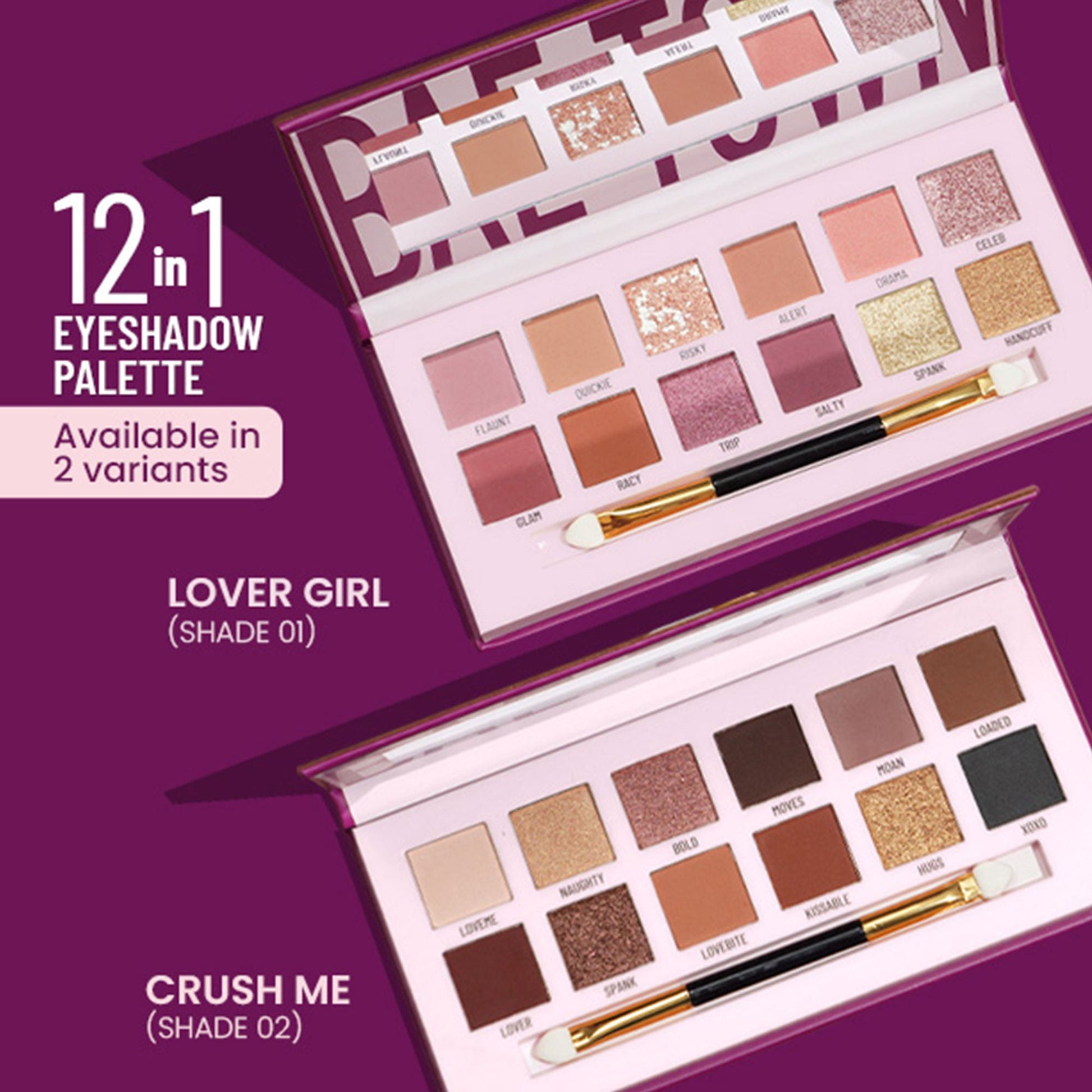 Swiss Beauty Bae Town 12-In-1 Comes Eyeshadow Palette With Eye Brush - 02 Crush Me