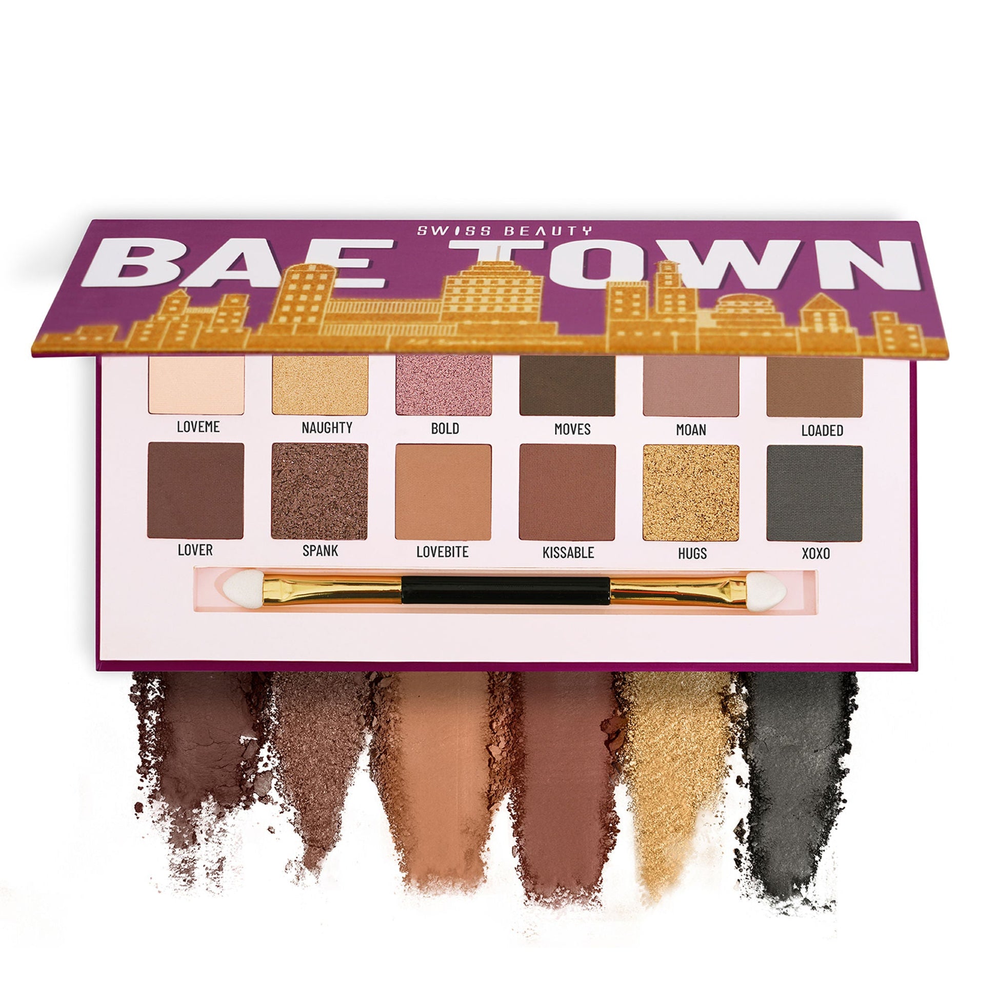 Swiss Beauty Bae Town 12-In-1 Comes Eyeshadow Palette With Eye Brush - 02 Crush Me