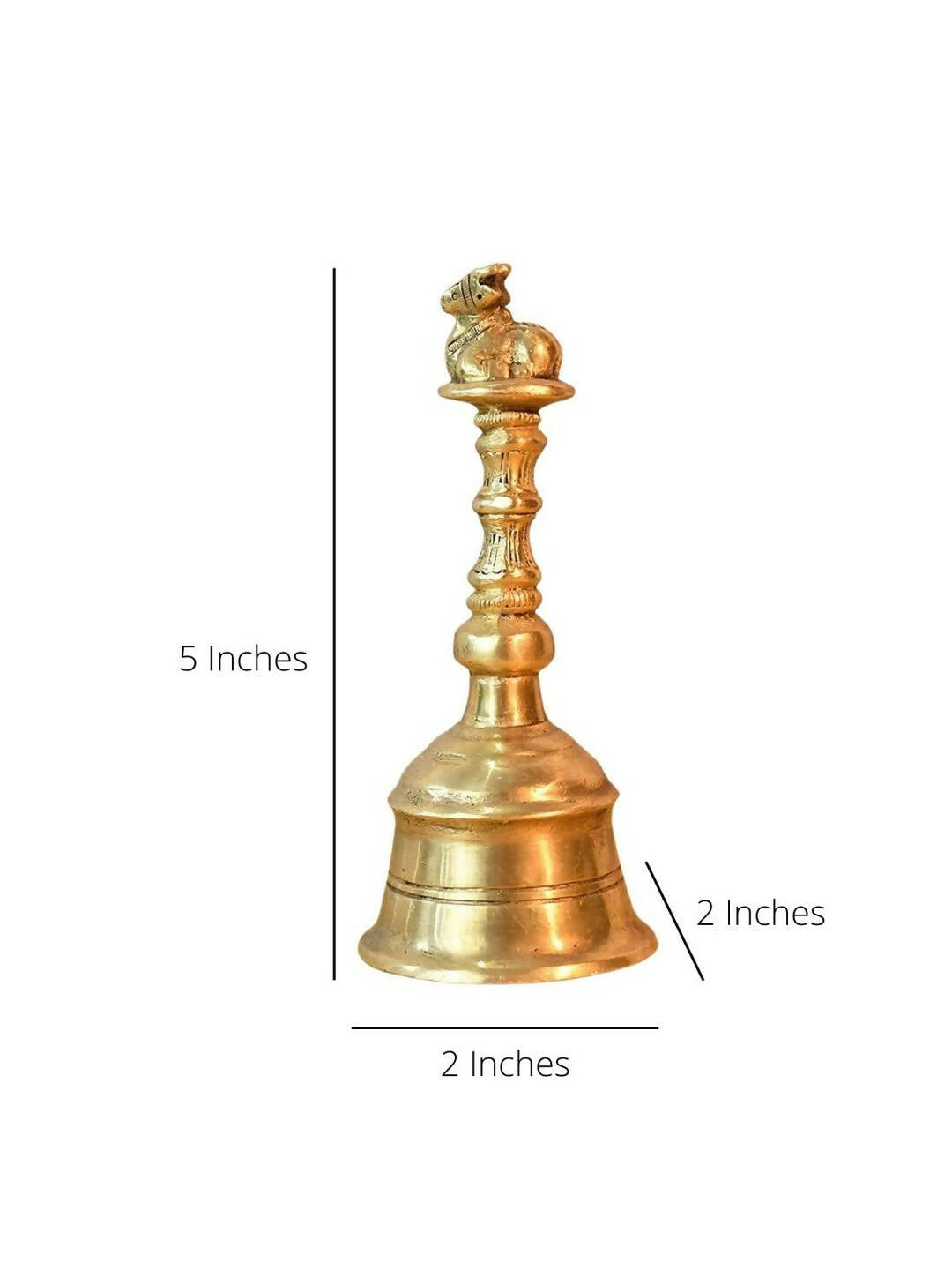 CraftVatika Gold-Toned Brass Hand Held Pooja Bell 
