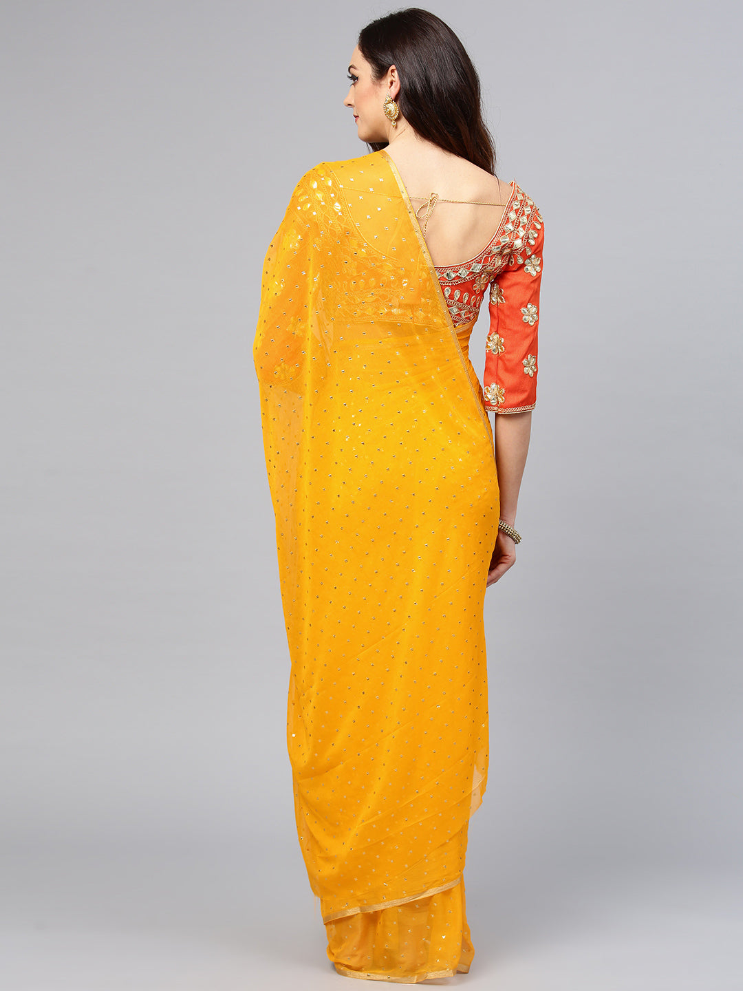 Saree Mall Yellow Embellished Saree