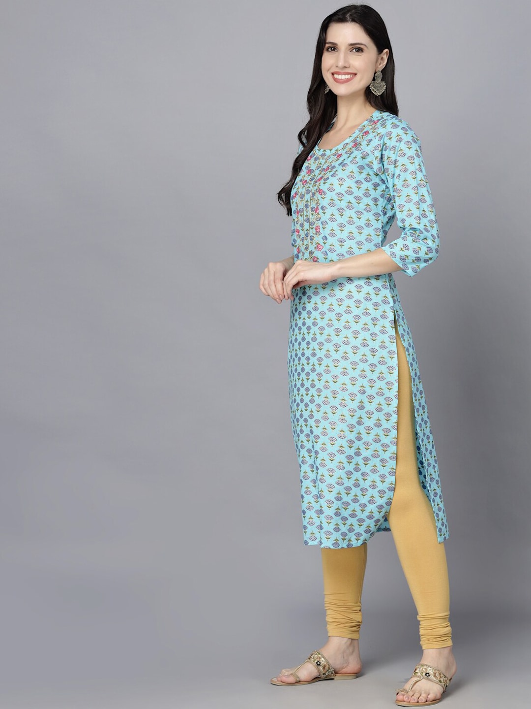 HERE&NOW Women Ethnic Motifs Printed Flared Sleeves Kurta