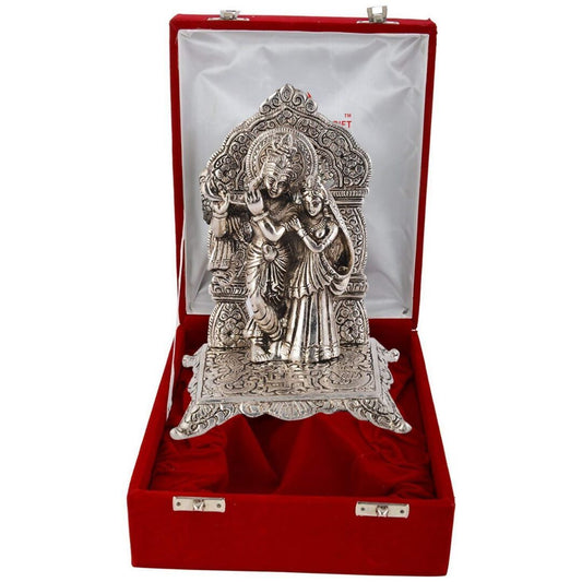 International Gift Silver Plated Radha Krishna Idol - Grab2buy