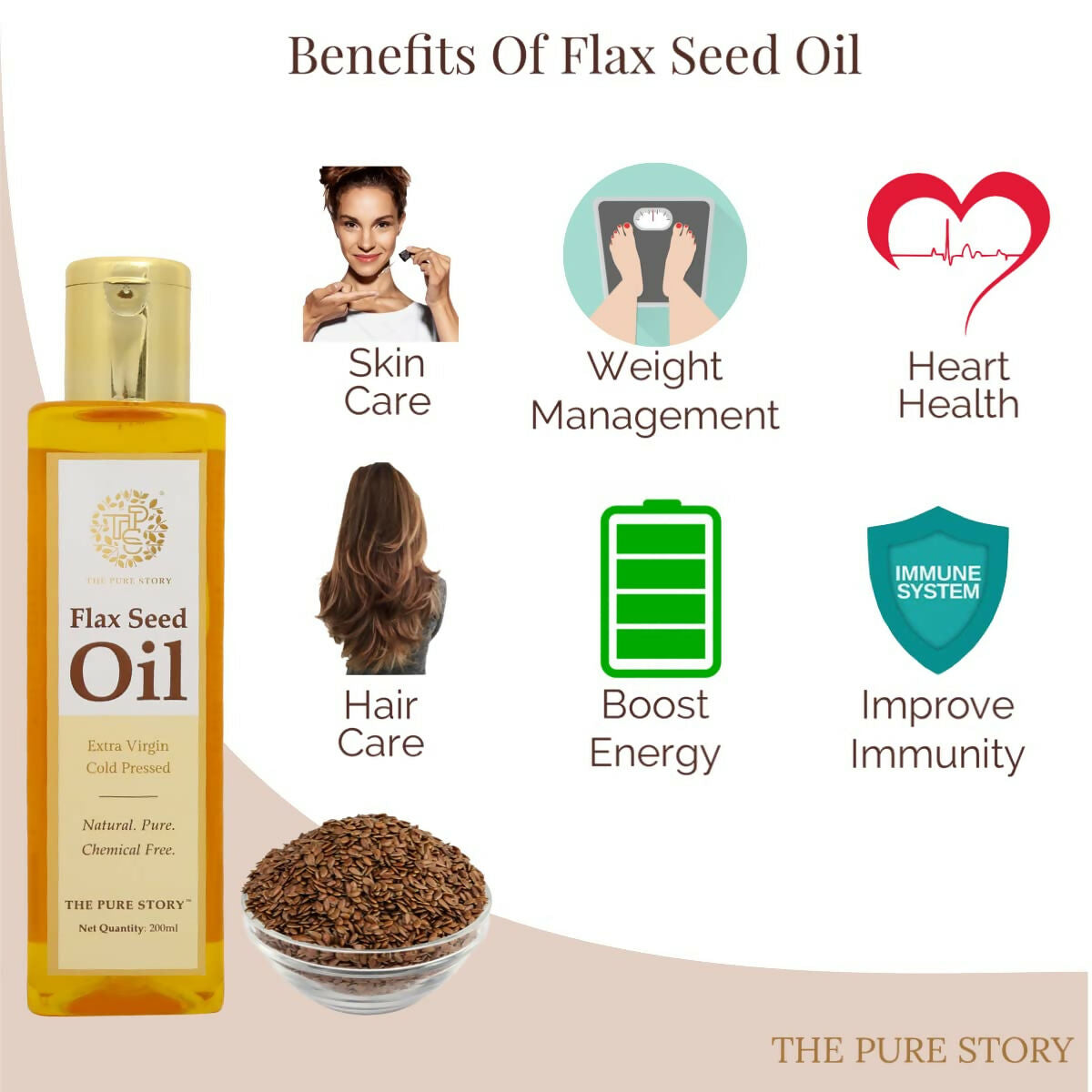 The Pure Story Natural Cold Pressed Flax Seed Oil for Hair & Skin  Grab2Buy The Pure Story Grab2Buy