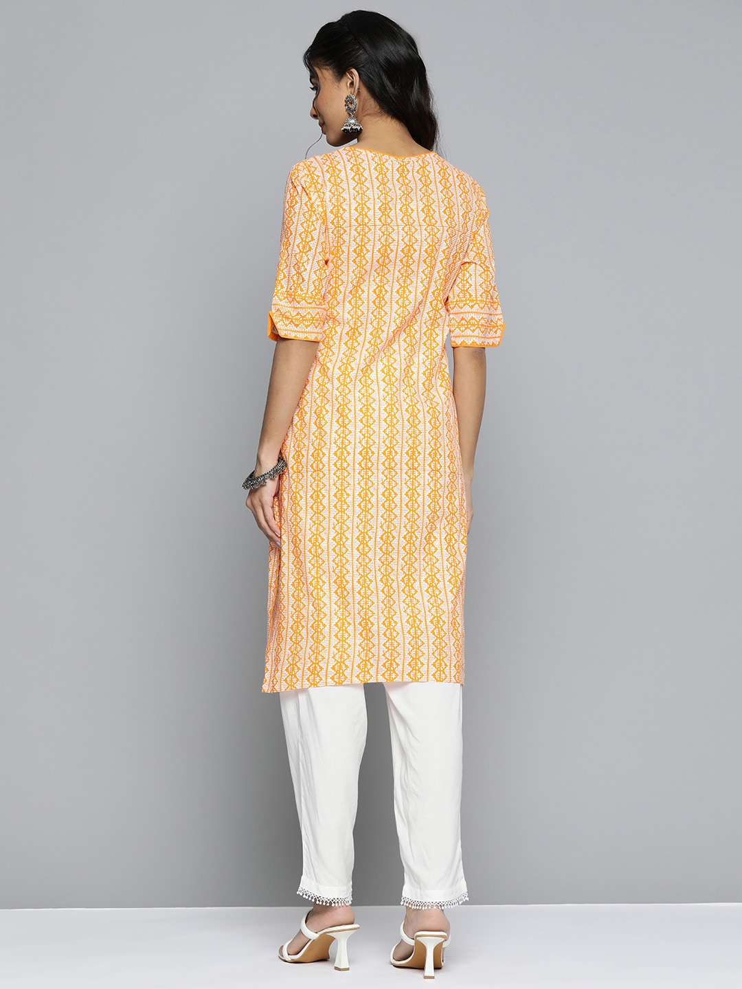HERE&NOW Ethnic Motifs Printed Straight Angrakha Kurta