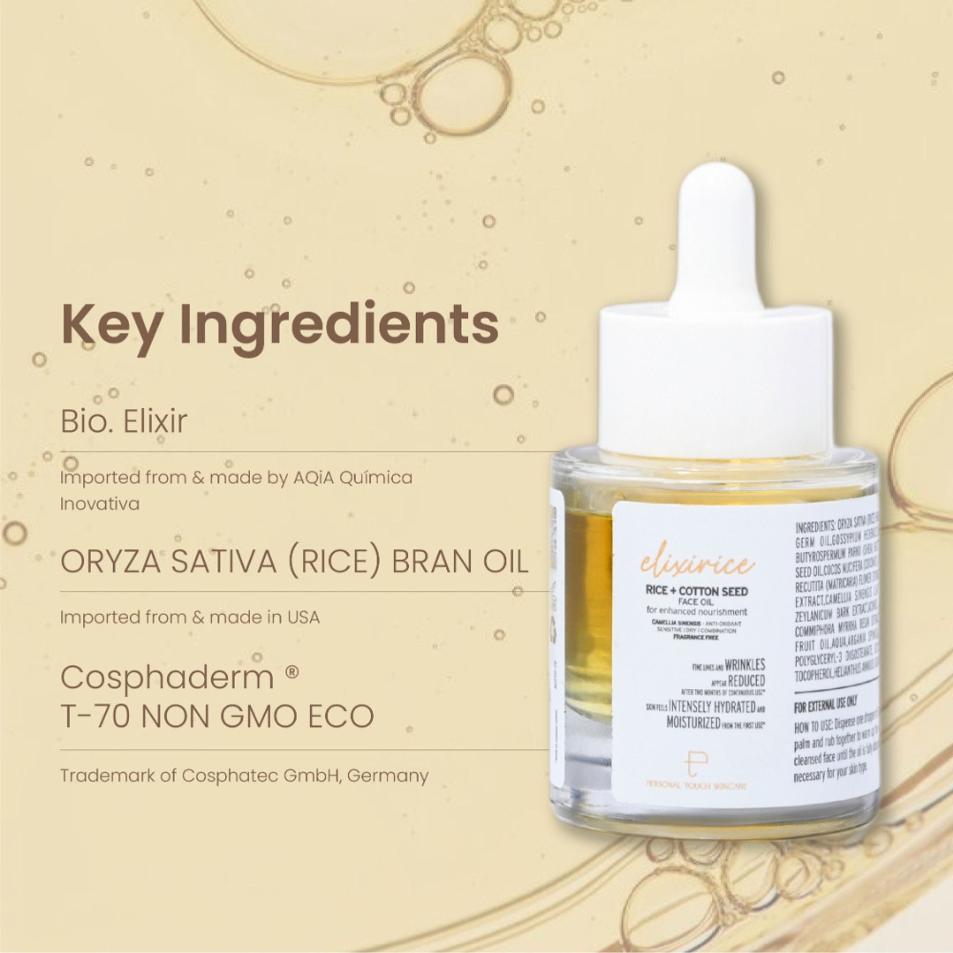 Personal Touch Skincare Skincare Elixirice with US Patent Bio Elixir & Cotton Seed Oil
