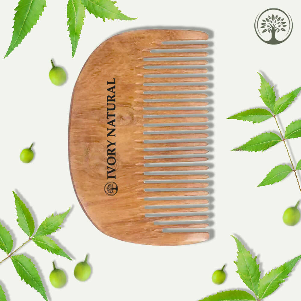 Ivory Natural Beard Kacchi Neem Wooden Comb - Natural Grooming For Beard 