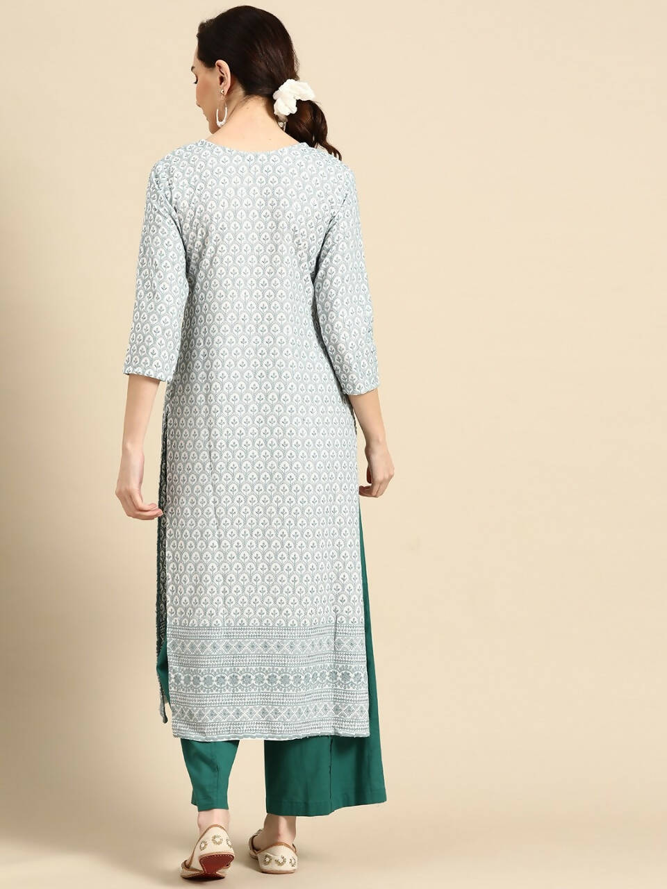 Deeps women's Blue Embroidered Rayon Kurta